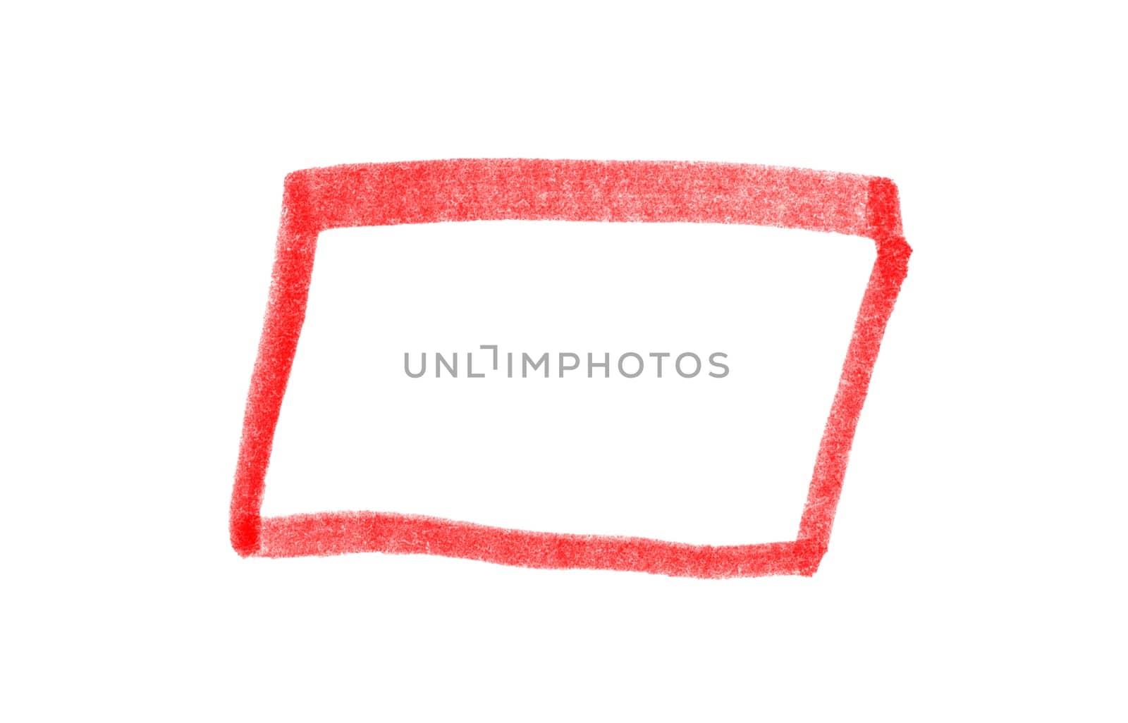 Red hand drawn rectangle or frame made with pencil