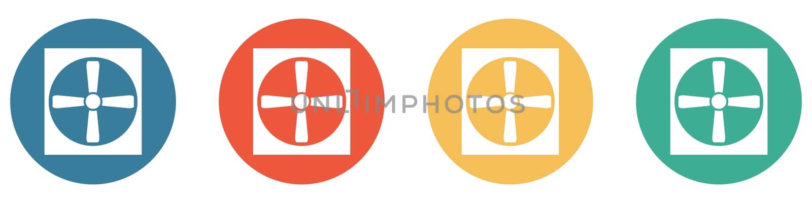 4 colorful Buttons blue, red, orange and green showing: Heat Pump
