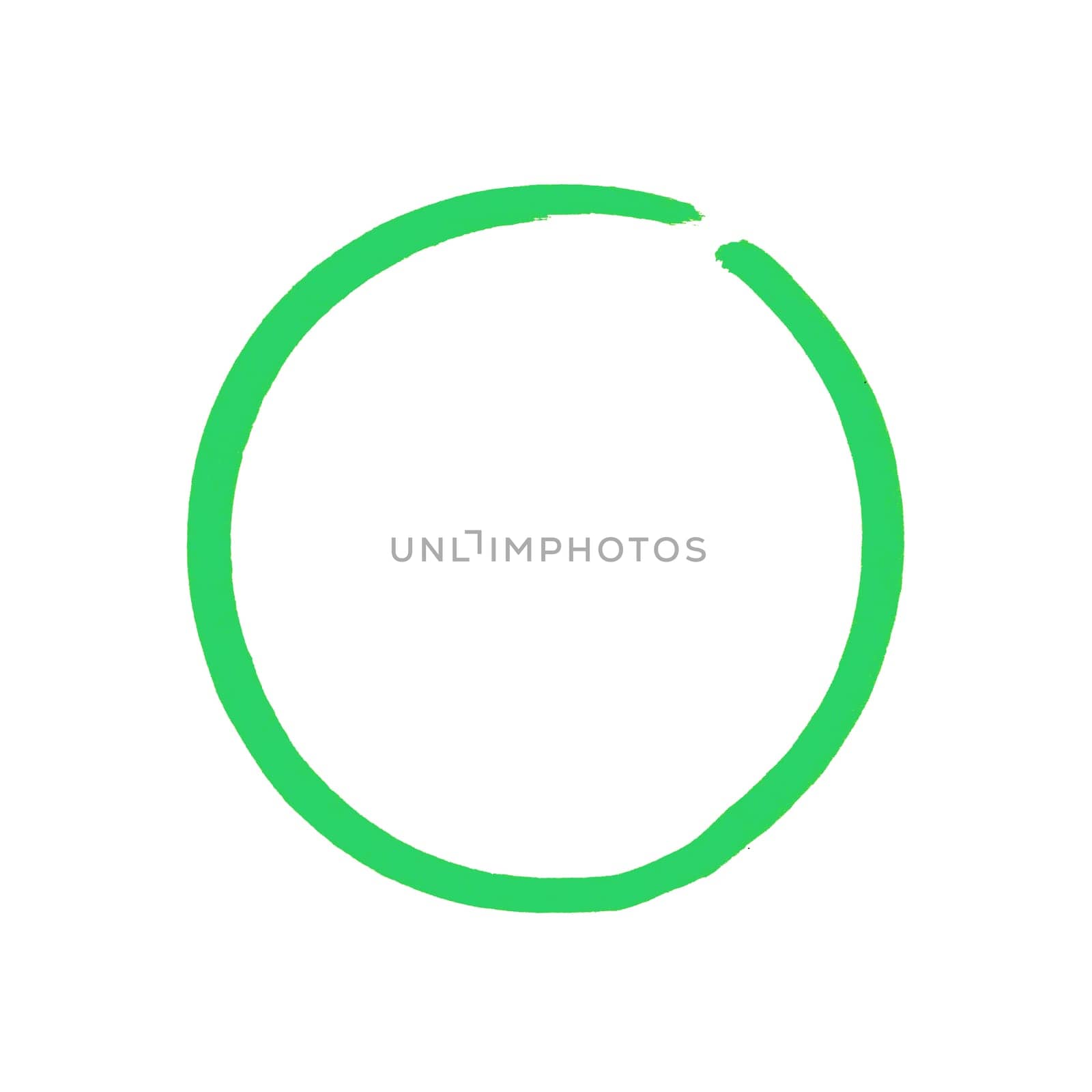 Sketch of empty hand drawn circle made with green pencil