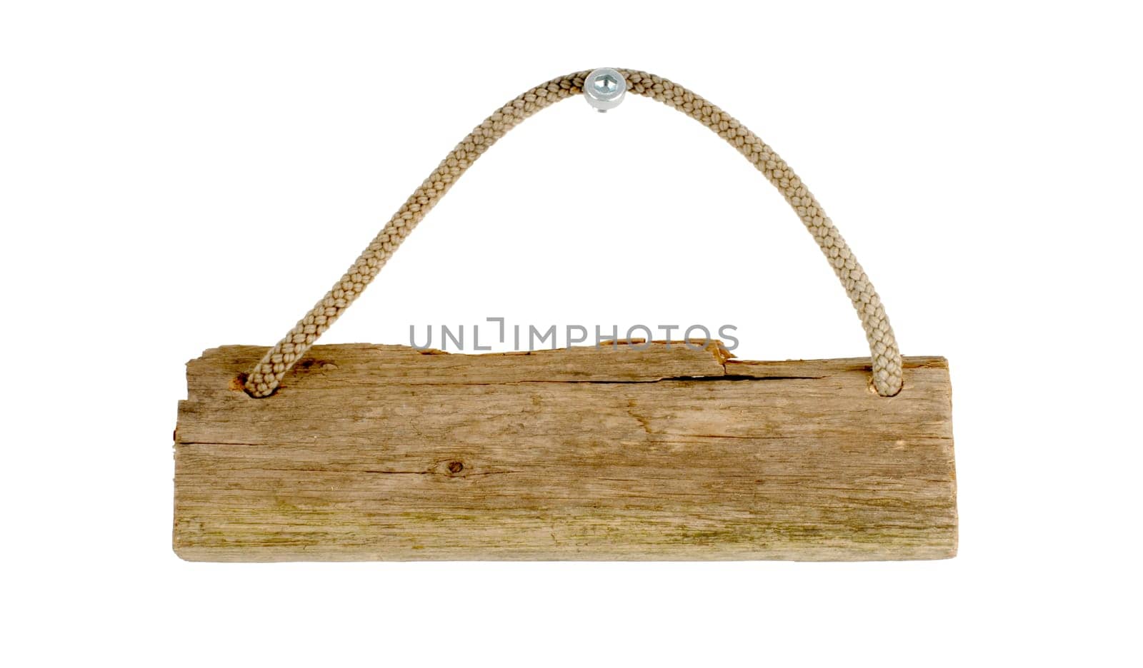 Old wooden board with rope - Vintage sign with copyspace