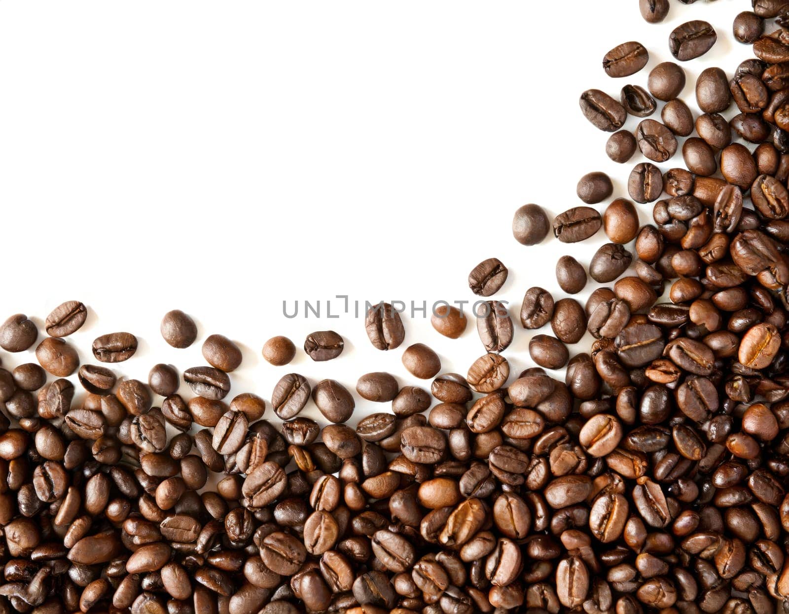 great coffee bean border or frame on white background for copyspace generative ai