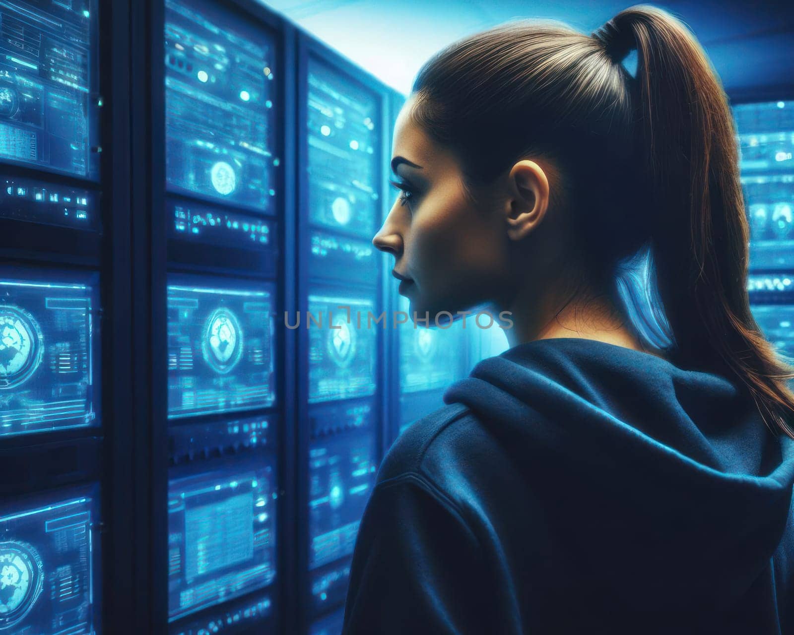 hackers trying to get into high tech secure system cybersecurity concept generative ai