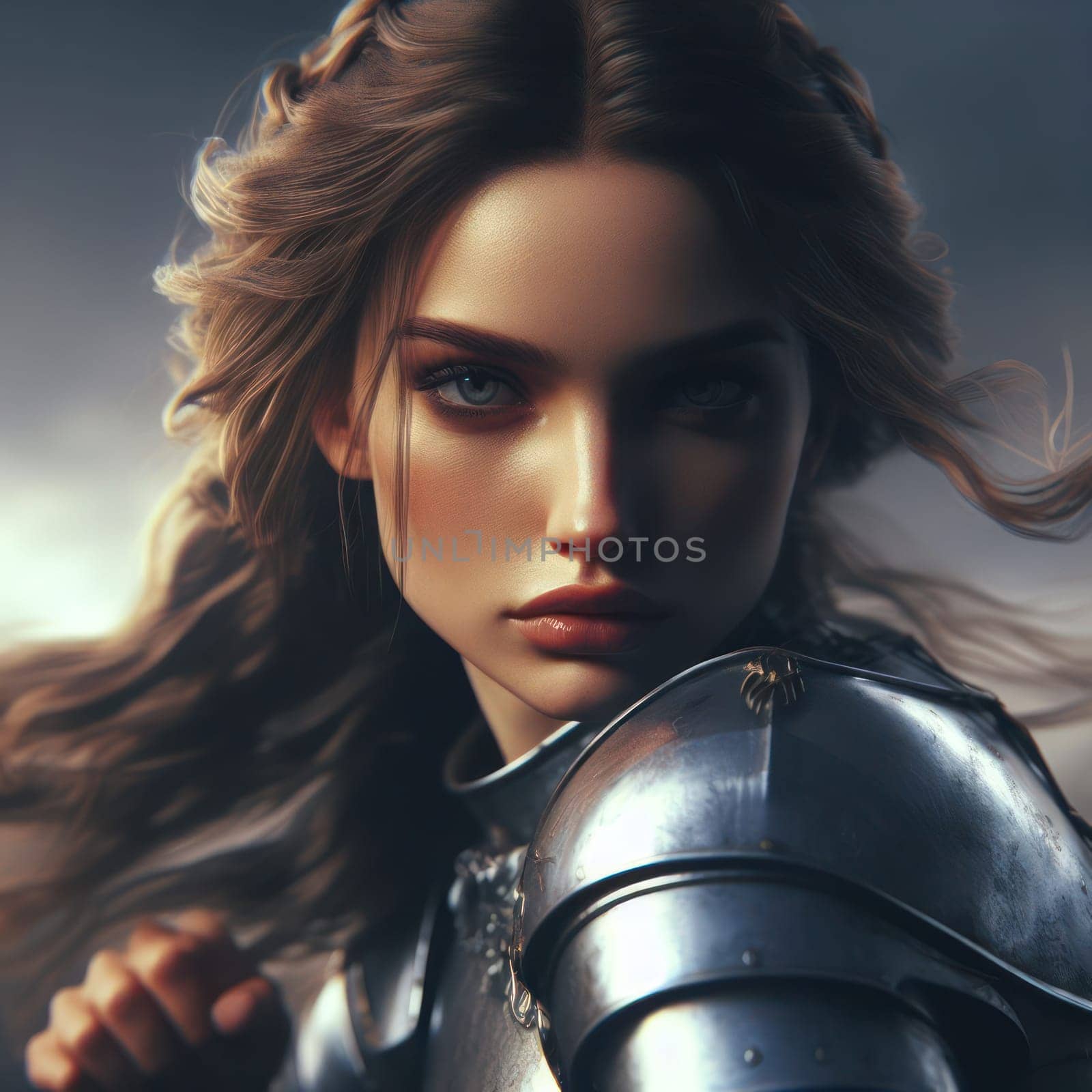 female knight in armor to represent saint joan of ark generative ai