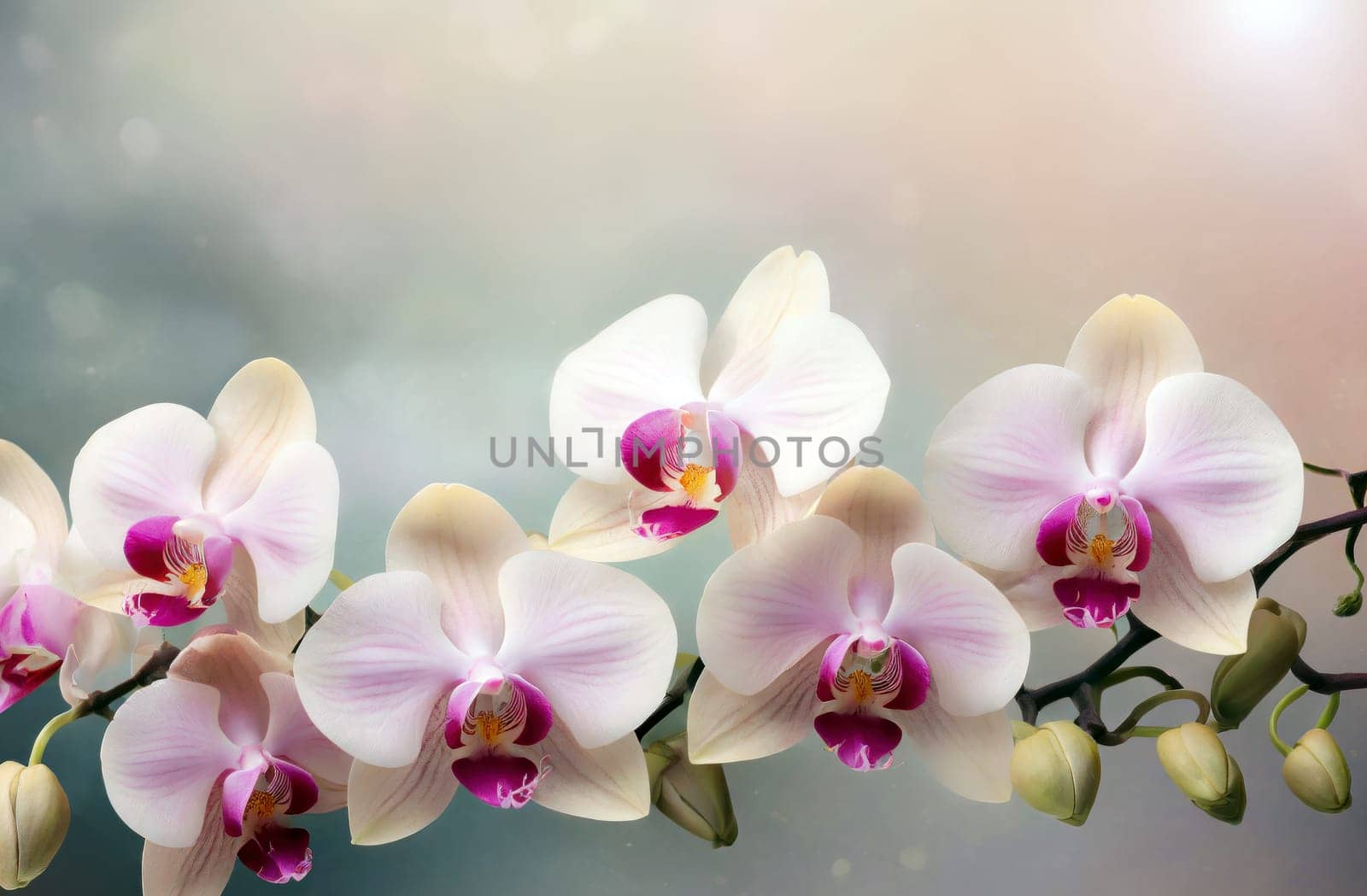 beautiful orchid flowers make a pretty floral background or border generative ai