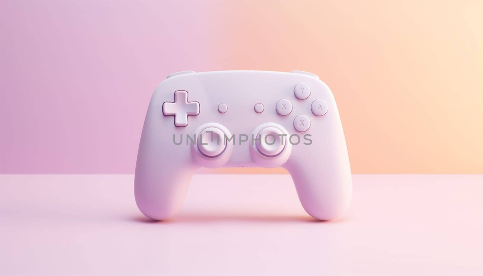 Game controller pastel colored background. pastel Joystick illustration. Gamepad for game console. 3D render copy space. Colorful video game concept Space for text