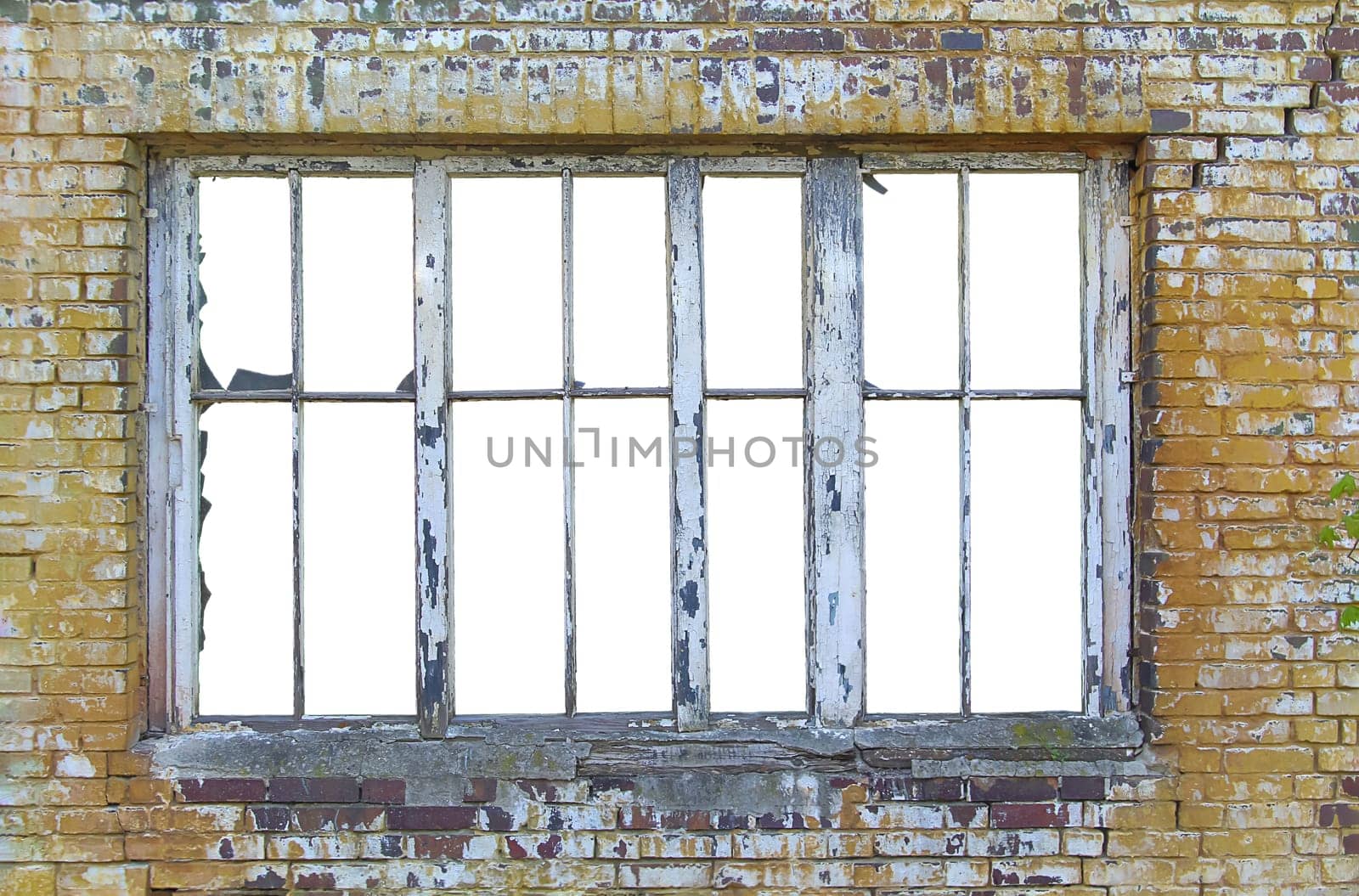 Window frame, window without glass, here with white background to fill yourself.