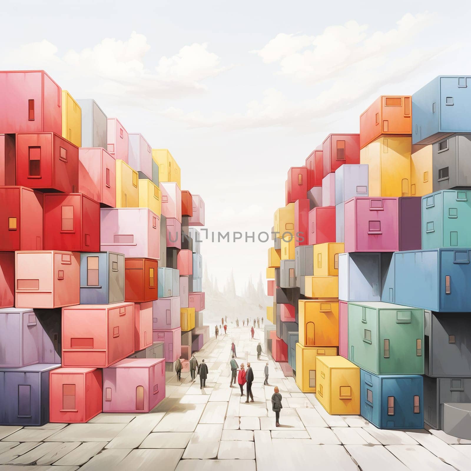 Think outside the box, businessman with colorful cardboard, creative mind, brainstorming for new ideas, be innovative, no limitation