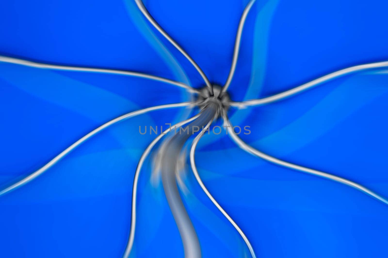 Abstract wavy blue star shape with gray lines.