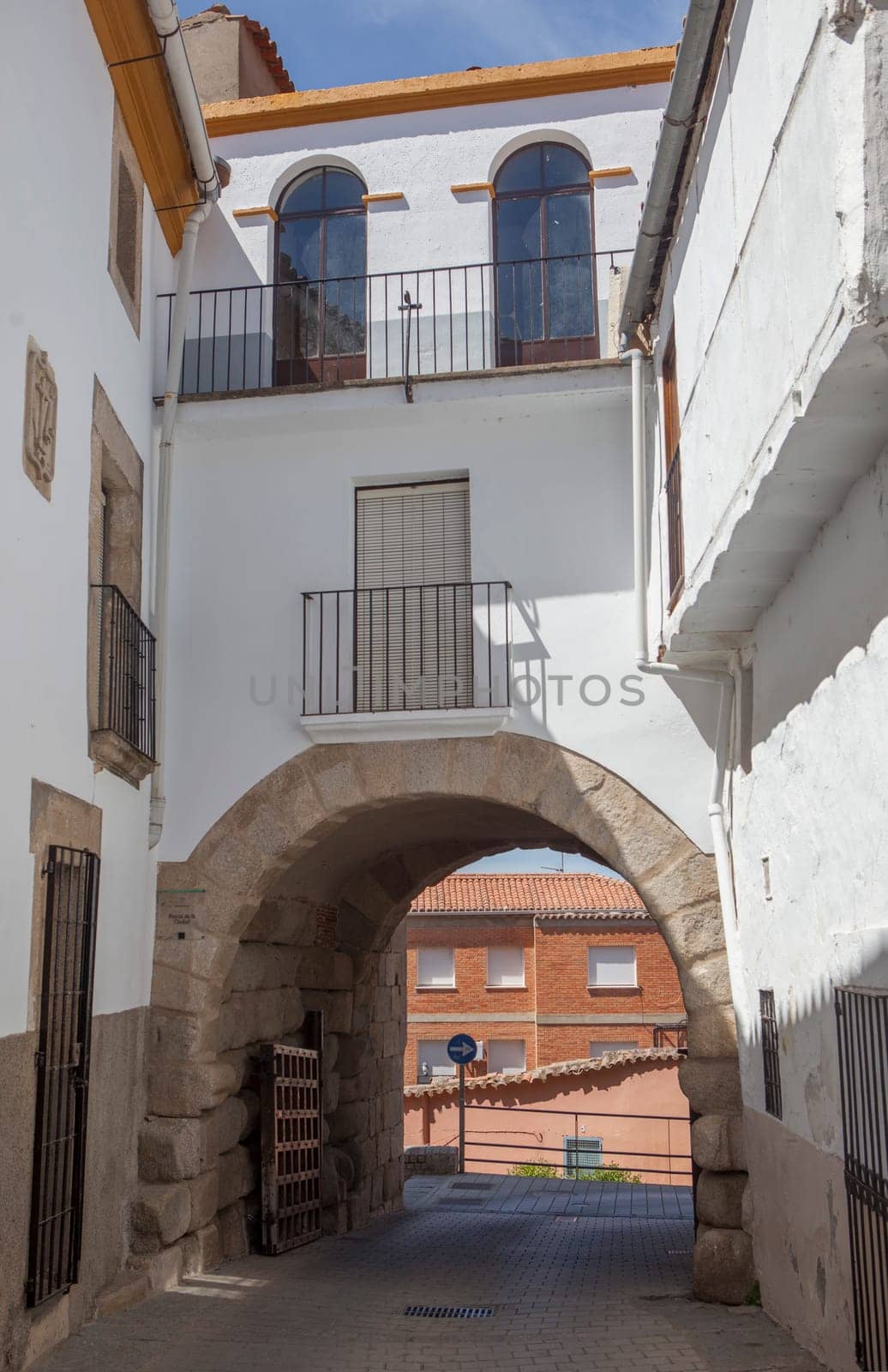 Virgen de la Guia Gate. View from inner city. Access to Coria wall enclosure. Caceres, Extremadura, Spain