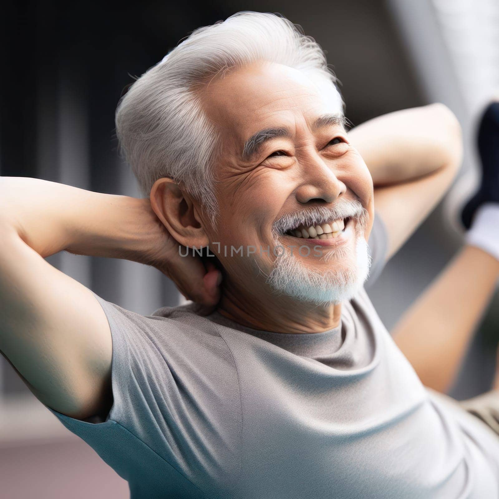 elderly man keeping a healthy lifestyle by doing exercise generative ai