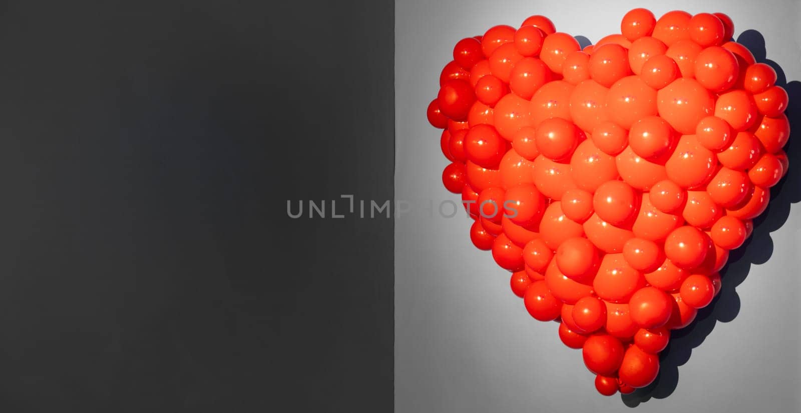 Red heart - symbol of love, romantic, celebration. Concept with copy space
