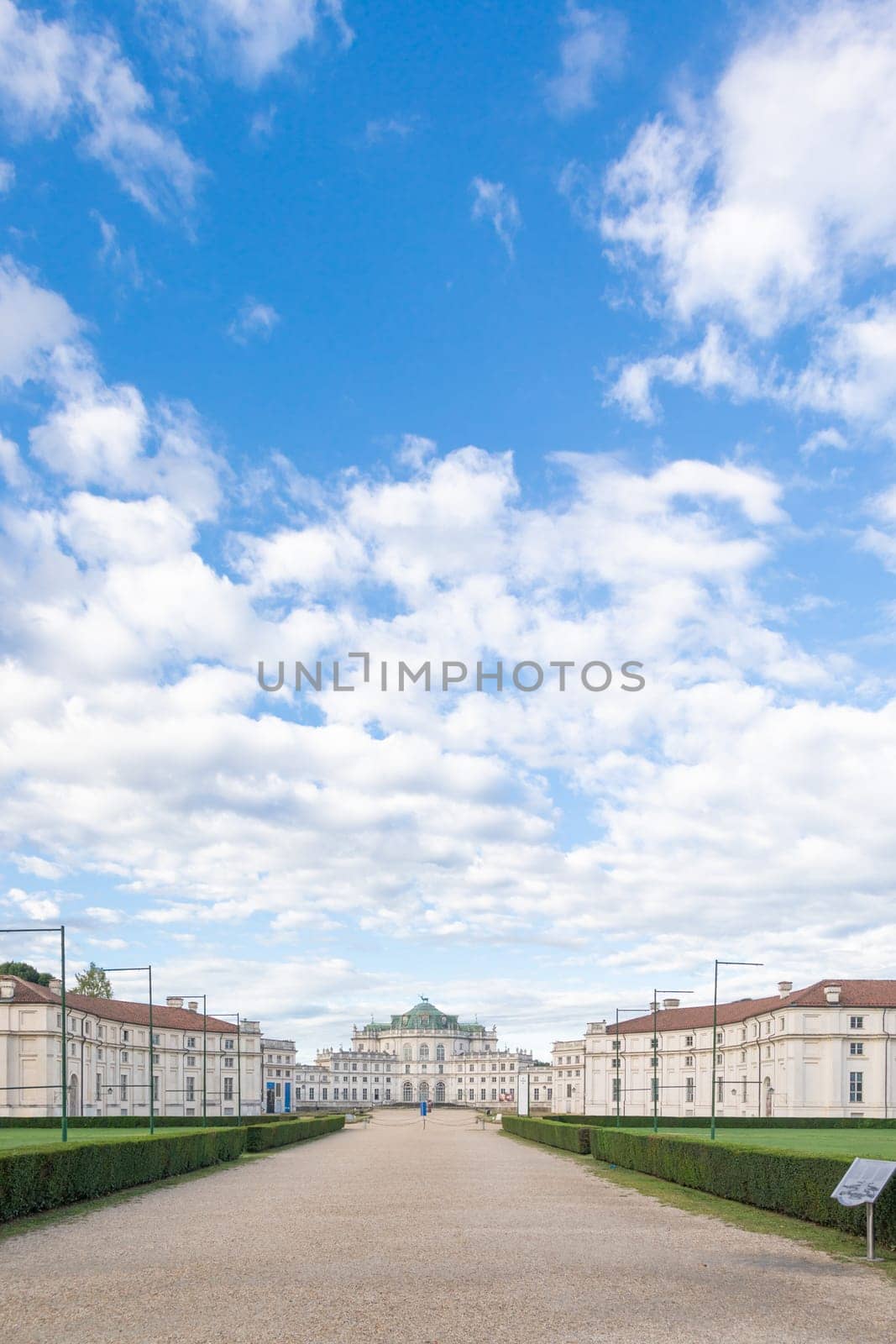 Turin, Italy - January 2023: Stupinigi Royal Palace. Luxury old baroque exterior