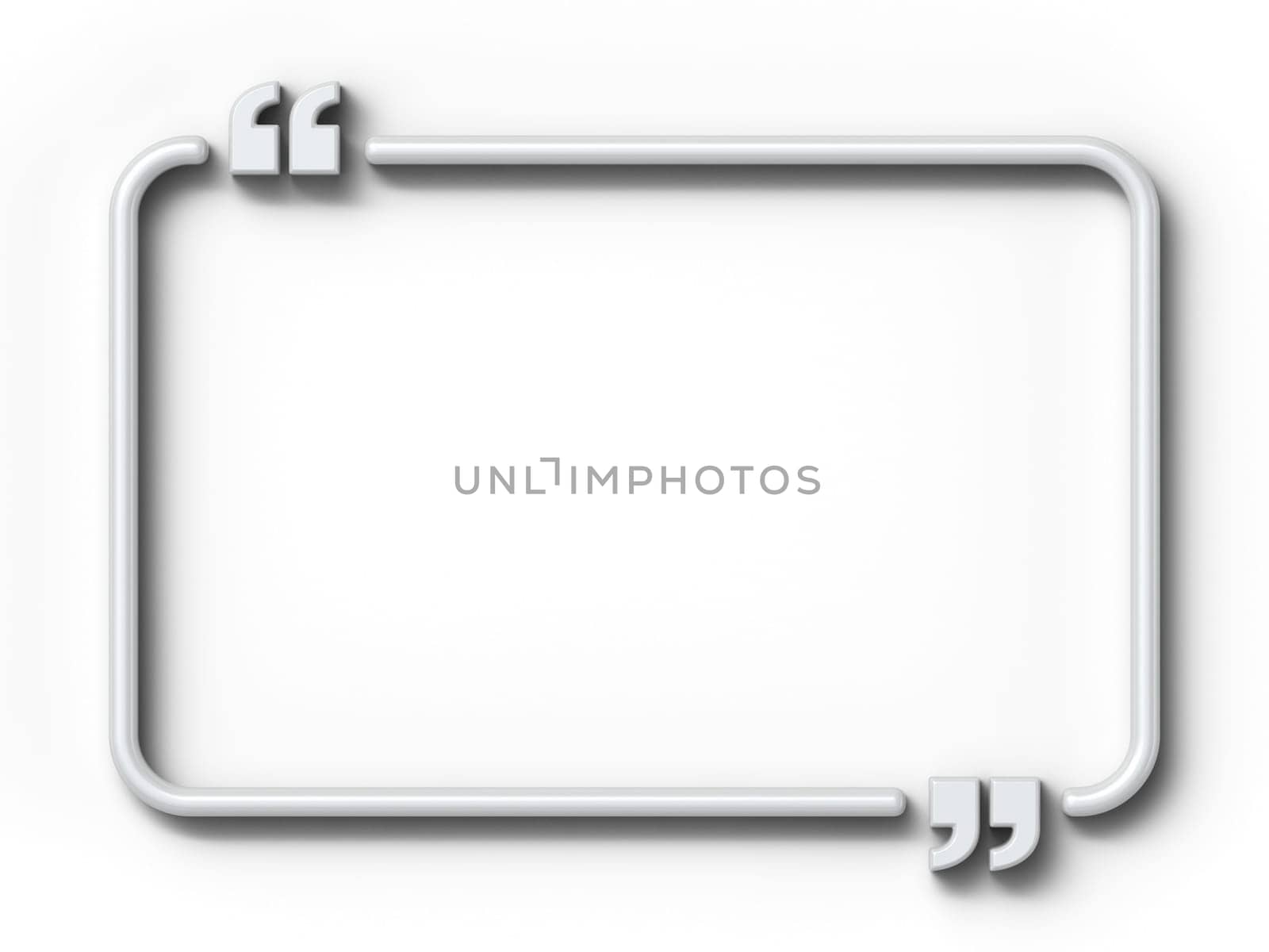 Copy space quotes frame 3D rendering illustration isolated on white background