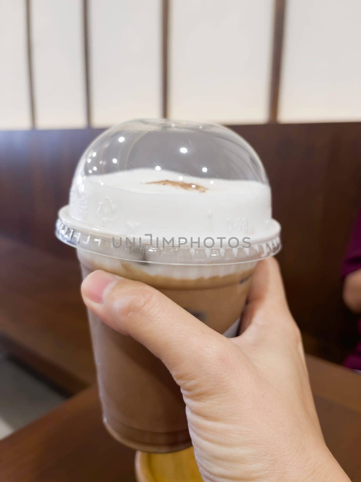 Iced mocha milk coffee drink, stock photo