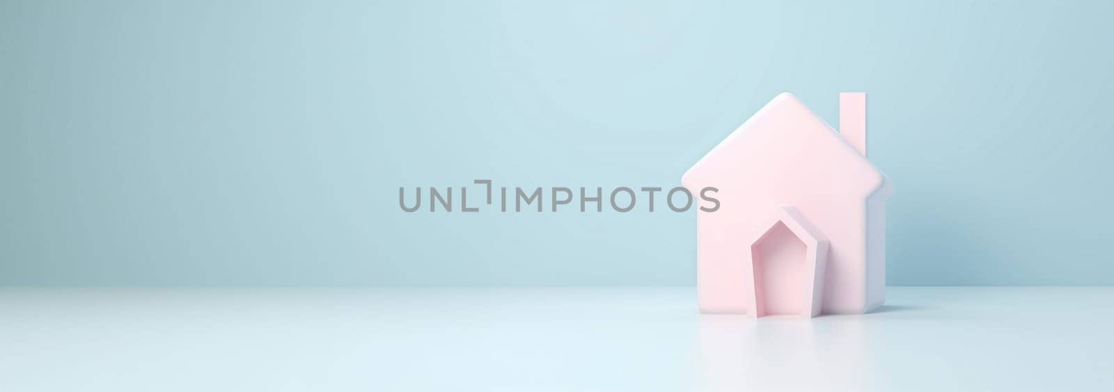 Miniature house pastel 3d illustration of a small house. Concept for buying or renting new house. Real estate investment Mortgage Copy space New home Space for text