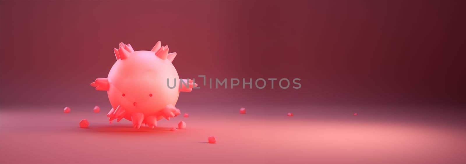 Cell 3D animation pastel colored. Virus disease. Abstract background virus. Set virus. Virus icon set. Infection flu, pneumonia. Bacteria, microbes fungi. Danger to a living organism. Viruses under the microscope. illustration Copy space Space for text