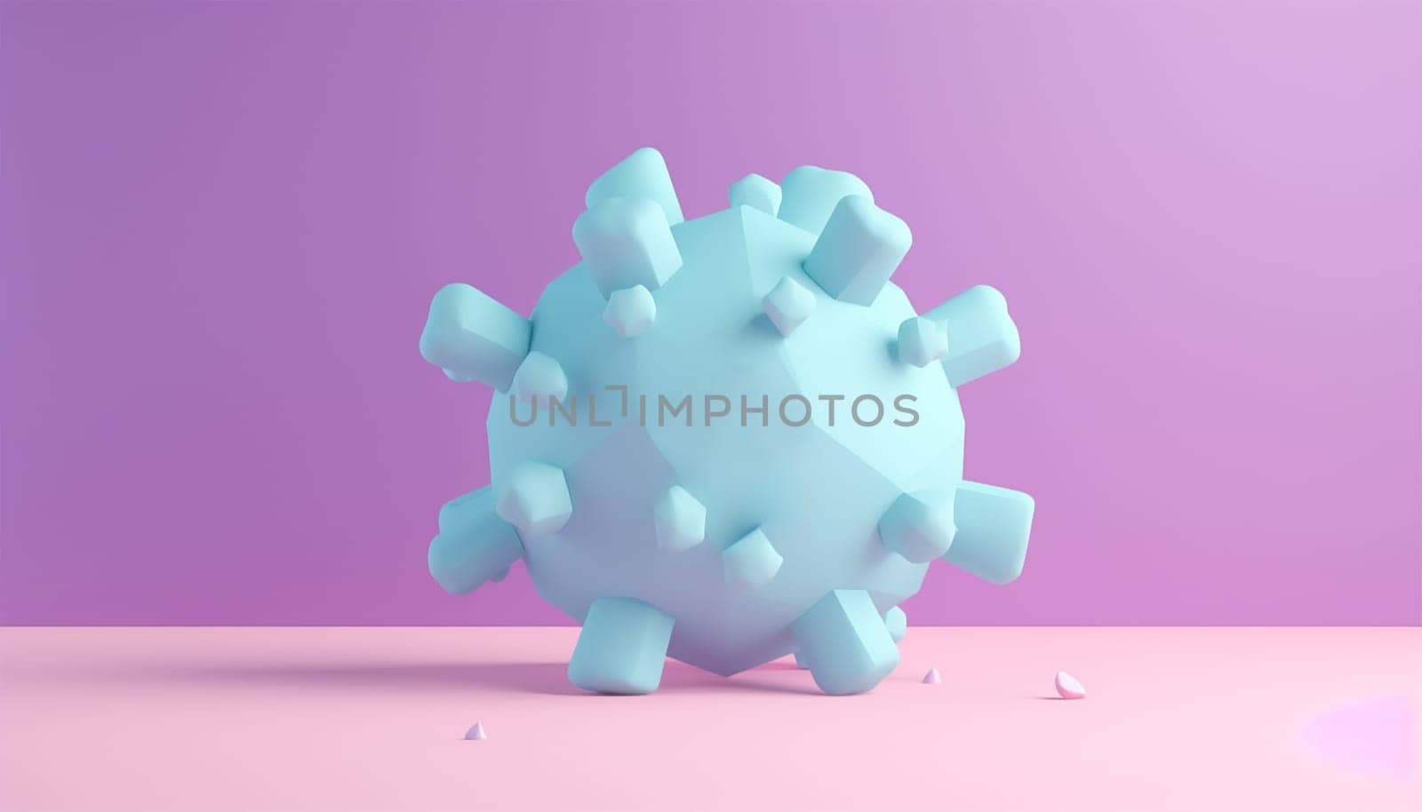 Cell 3D animation pastel colored. Virus disease. Abstract background virus. Set virus. Virus icon set. Infection flu, pneumonia. Bacteria, microbes fungi. Danger to a living organism. Viruses under the microscope. illustration Copy space Space for text