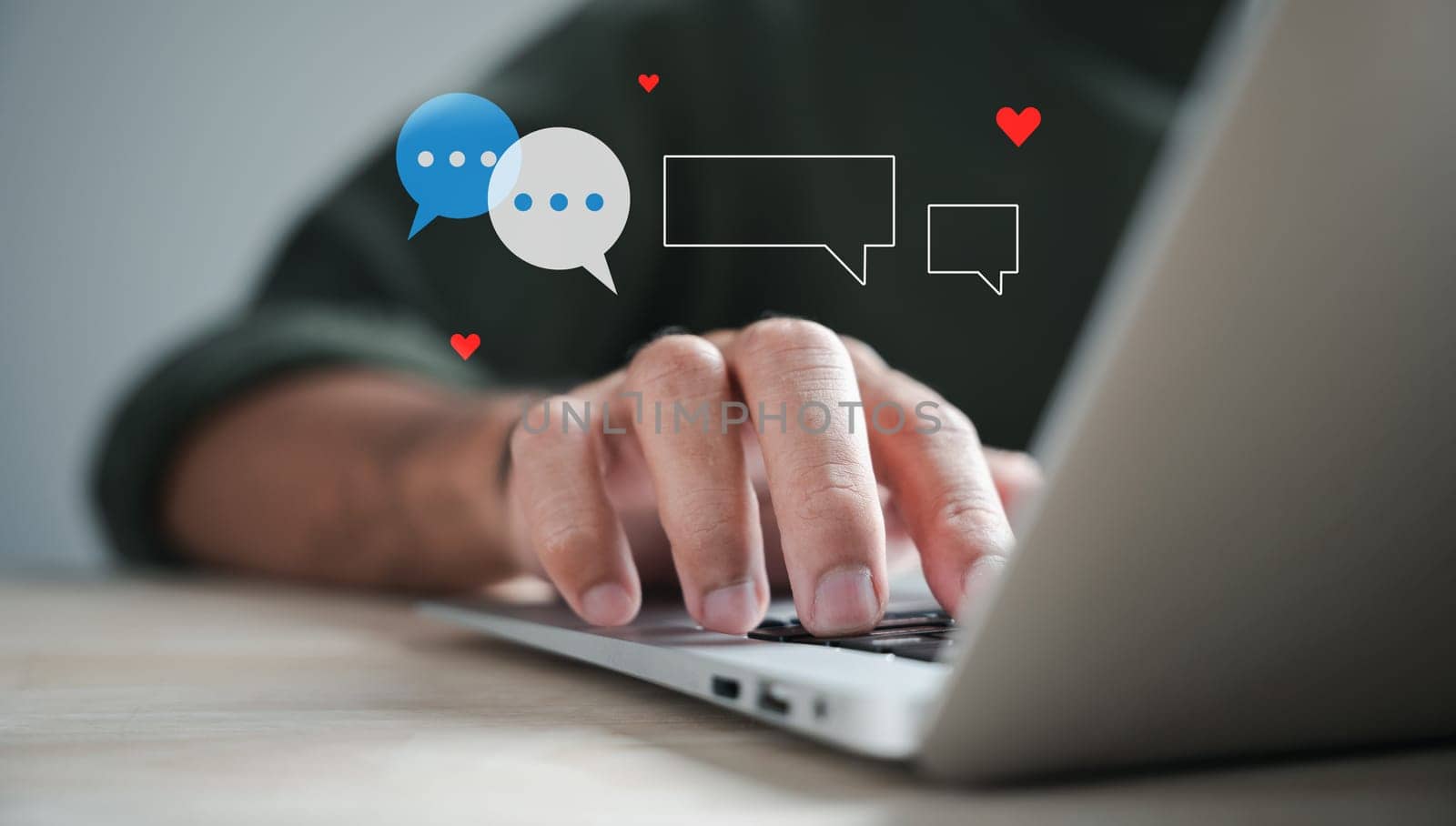 Focused on her laptop, a businessman crafts her online marketing strategy amidst the dynamic landscape of social media. This embodies the modern concept of business networking.