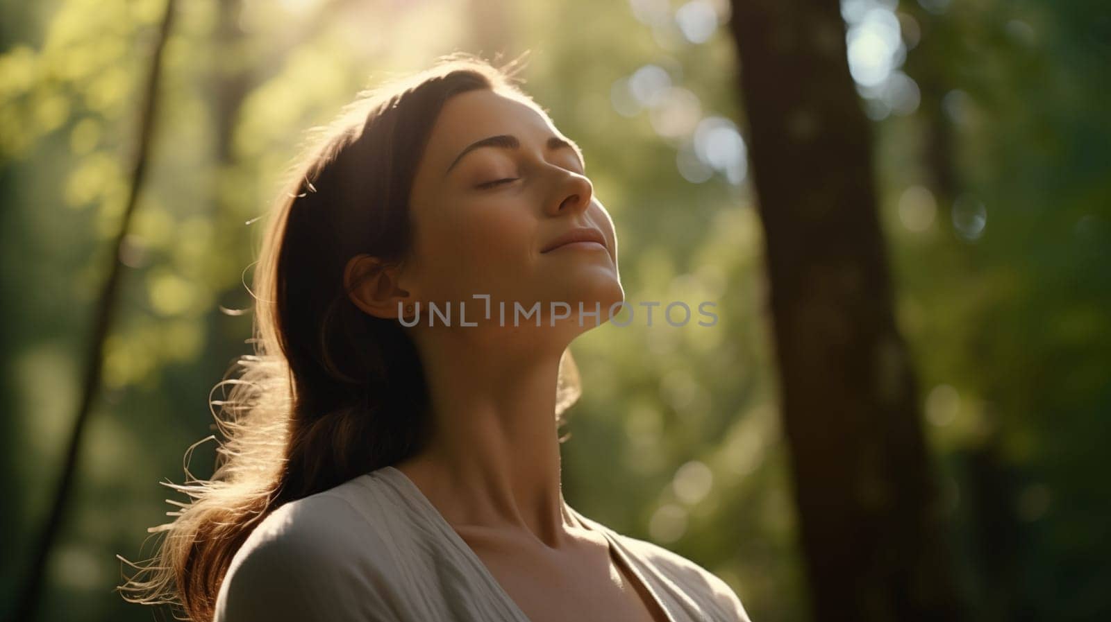 beautiful woman with smile during sunrise in beautiful nature. In the style of feminine empowerment