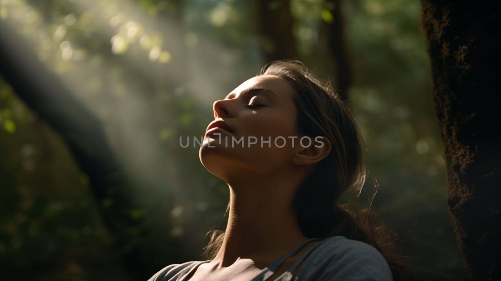 beautiful woman with smile during sunrise in beautiful nature. In the style of feminine empowerment