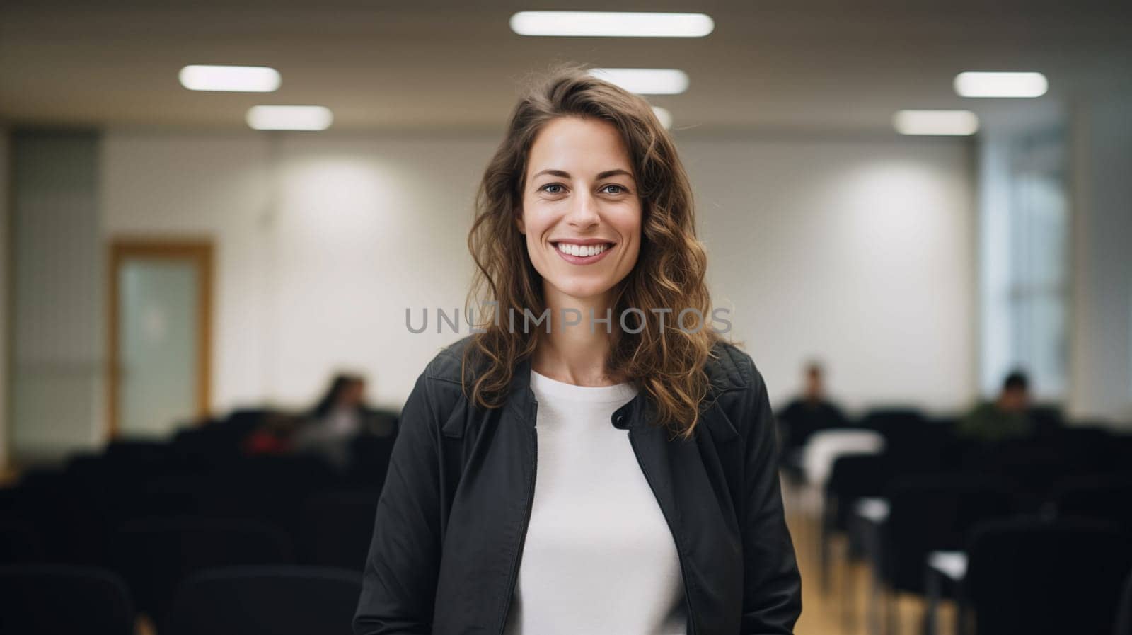 portrait of smiling business woman wearing business suit and smiling