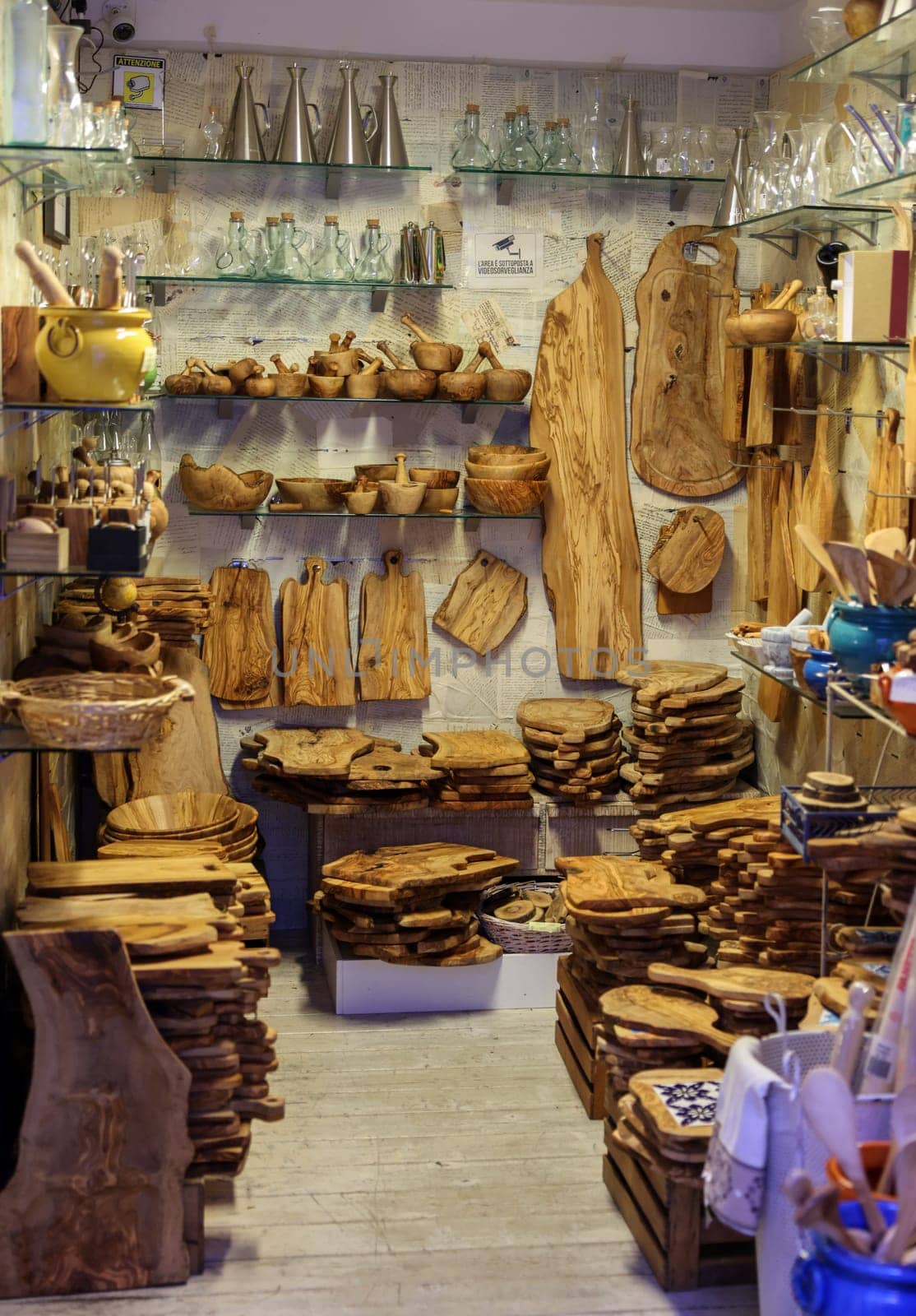 Massa Italy - Sept 11, 2022: A shop selling local and typical italian produce in the historic center of Massa Maritima. Tuscany.