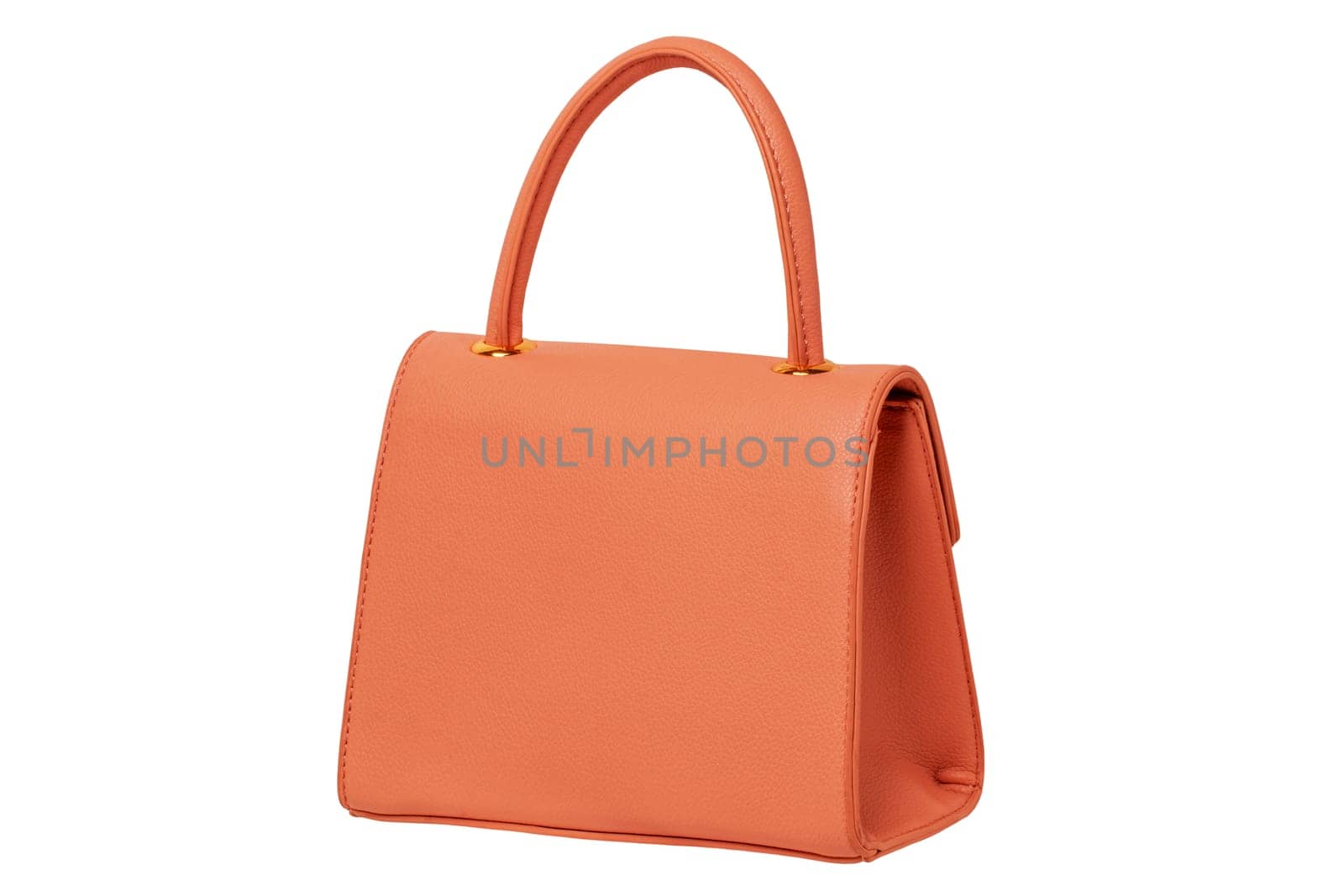 Stylish women's handbag. A fashionable female pink luxury handbag isolated on white. Fashionable womans accessories. Back view. Advertising.