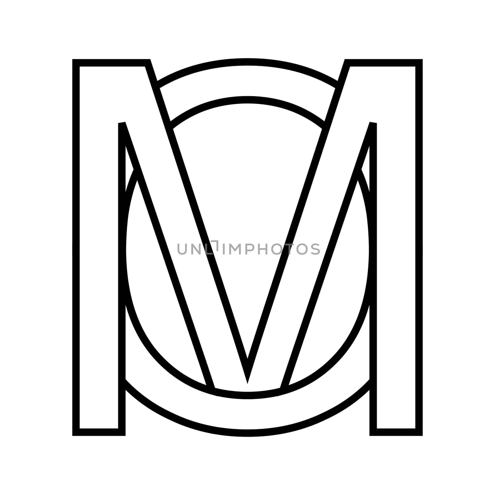 Logo sign mo om icon double letters logotype m o