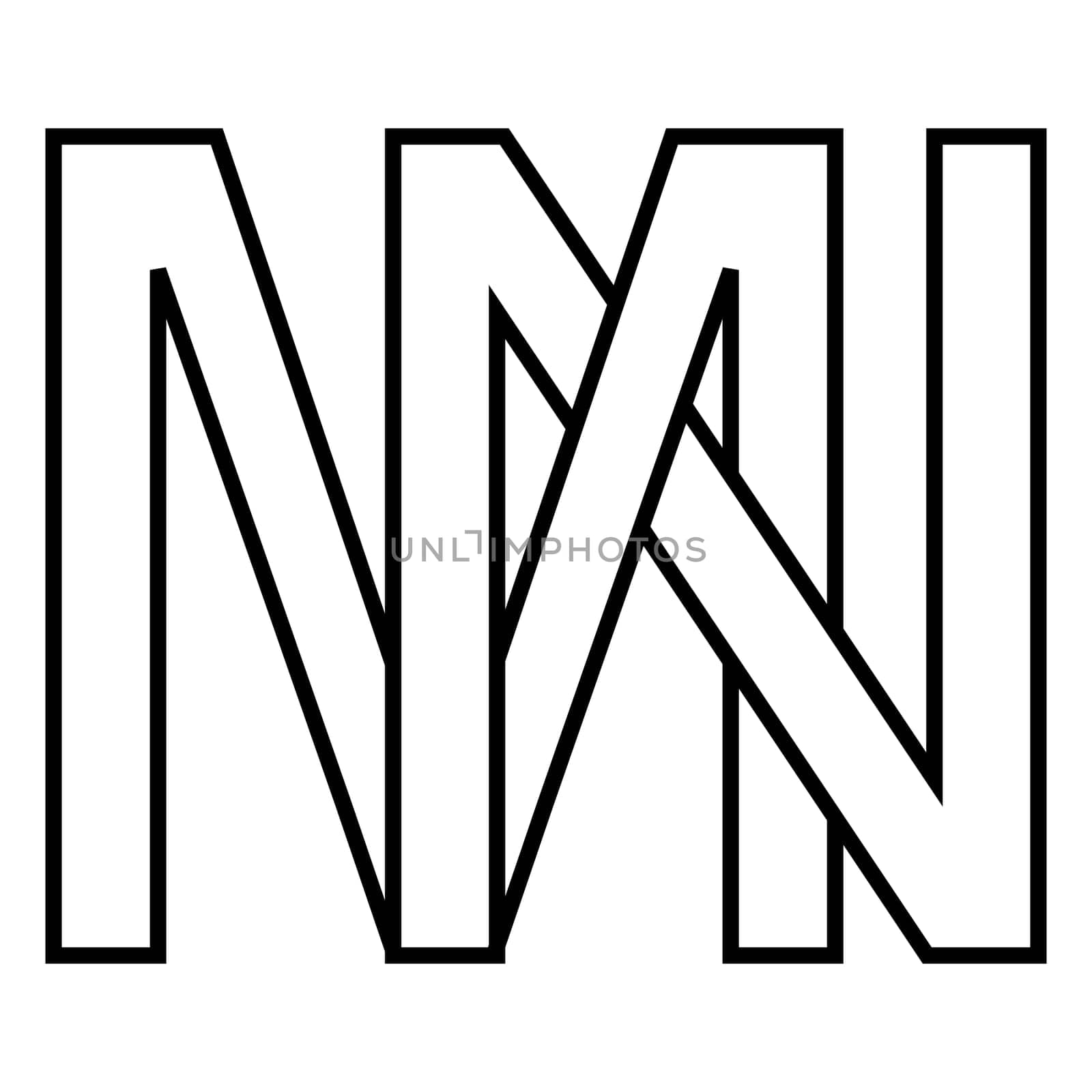 Logo sign mn nm, icon double letters logotype m n