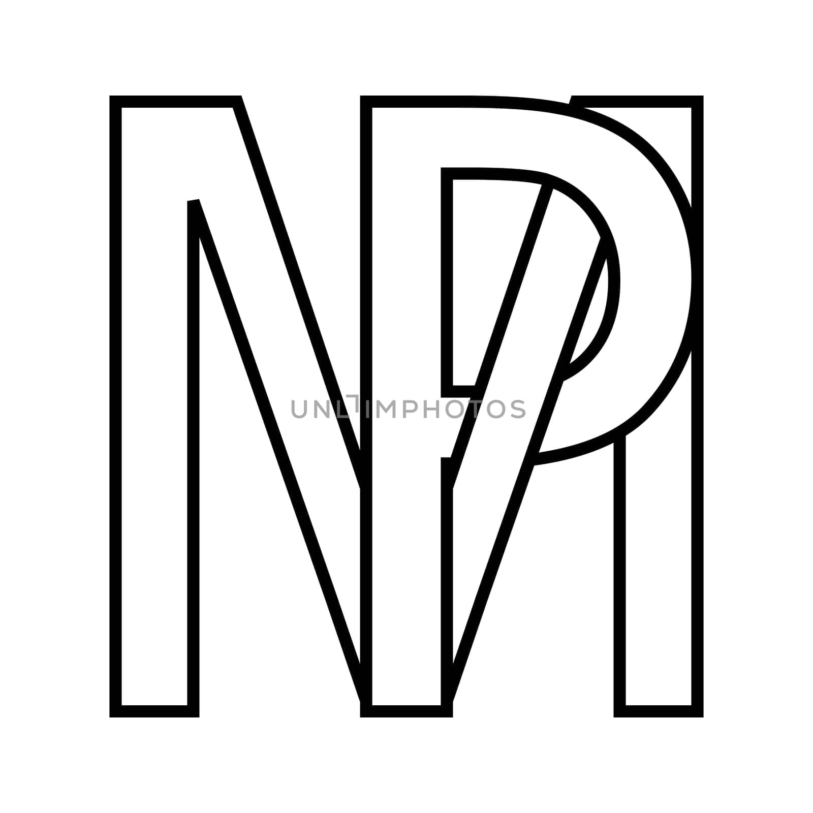 Logo sign mp pm, icon double letters logotype m p