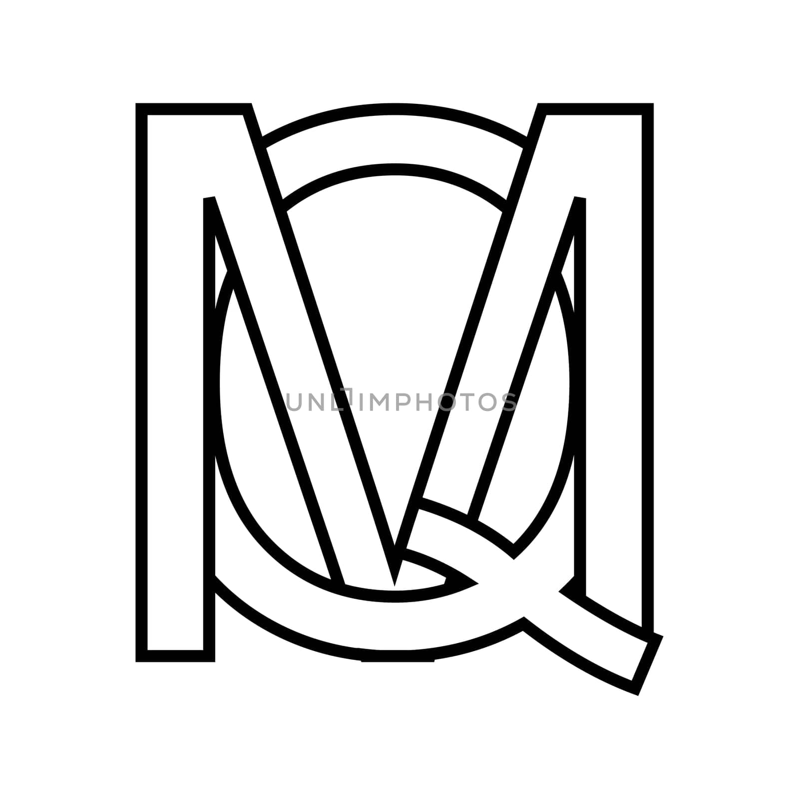 Logo sign mq qm icon double letters logotype m q