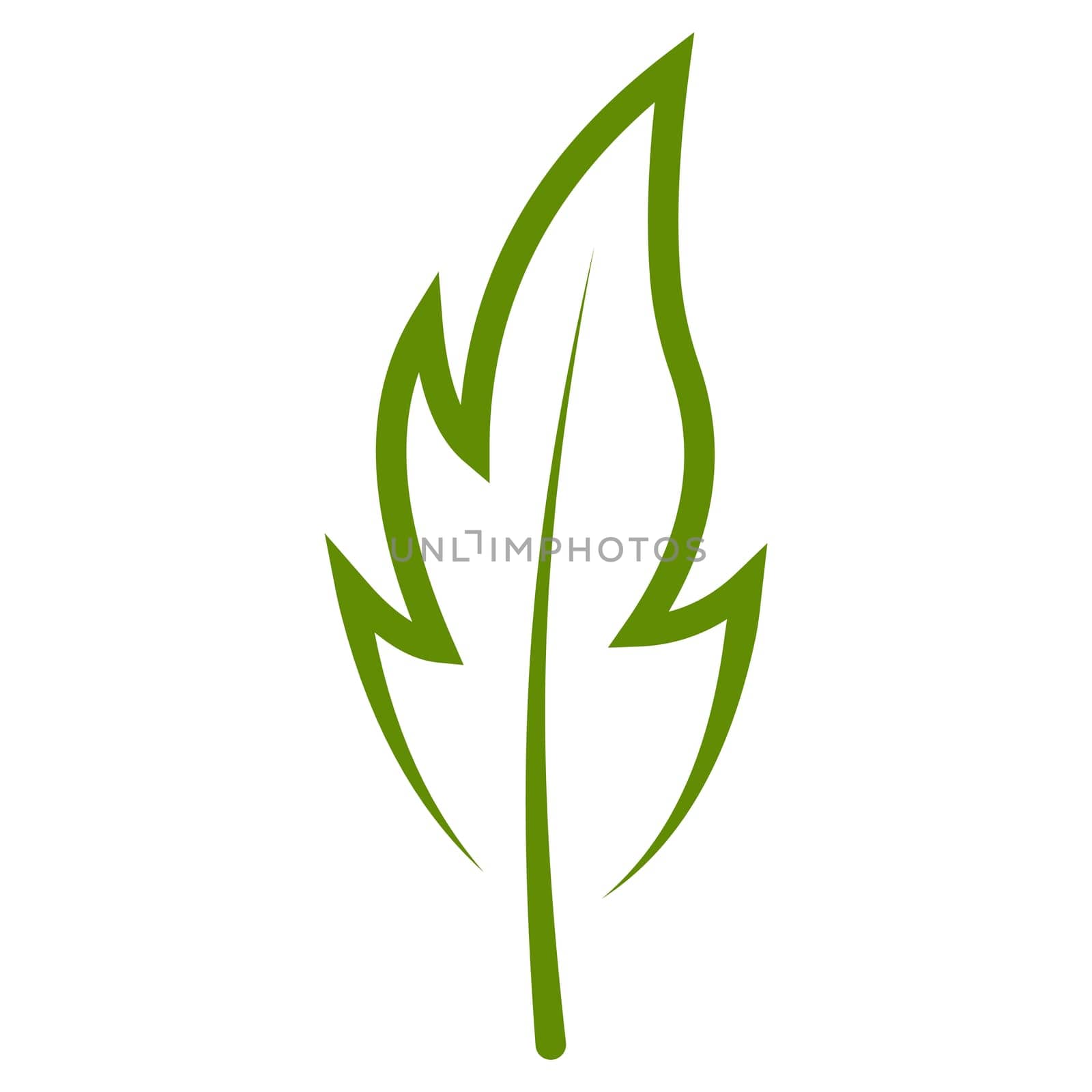 Green eco leaf in shape fire flame leaf symbol rebirth