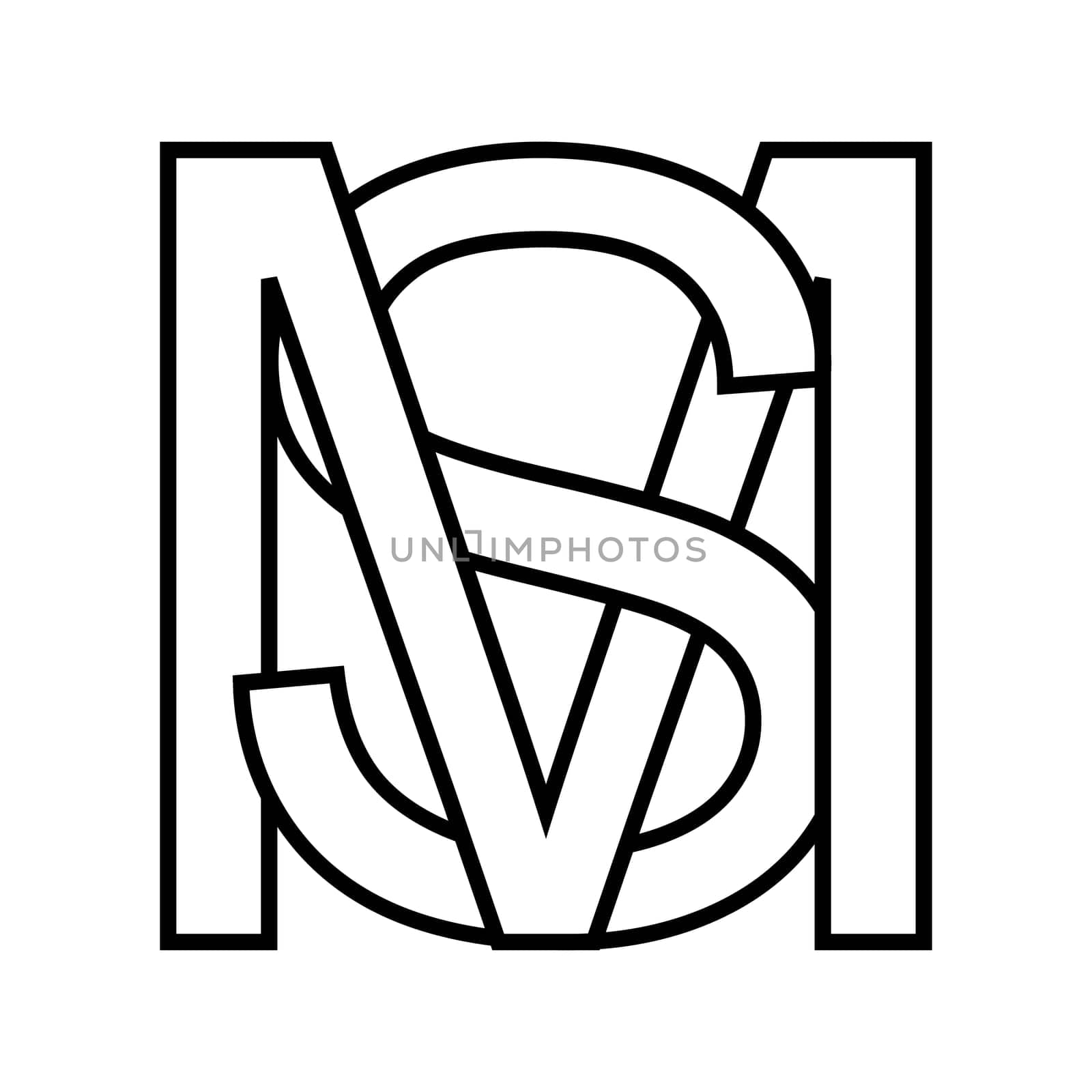 Logo sign ms sm icon double letters logotype m s
