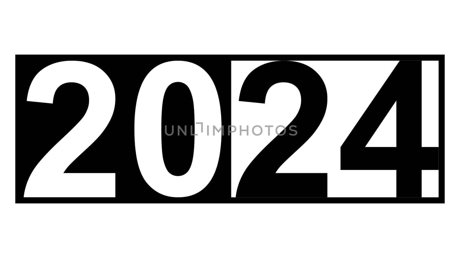 Typography black white logo 2024 happy new year 2024 eve