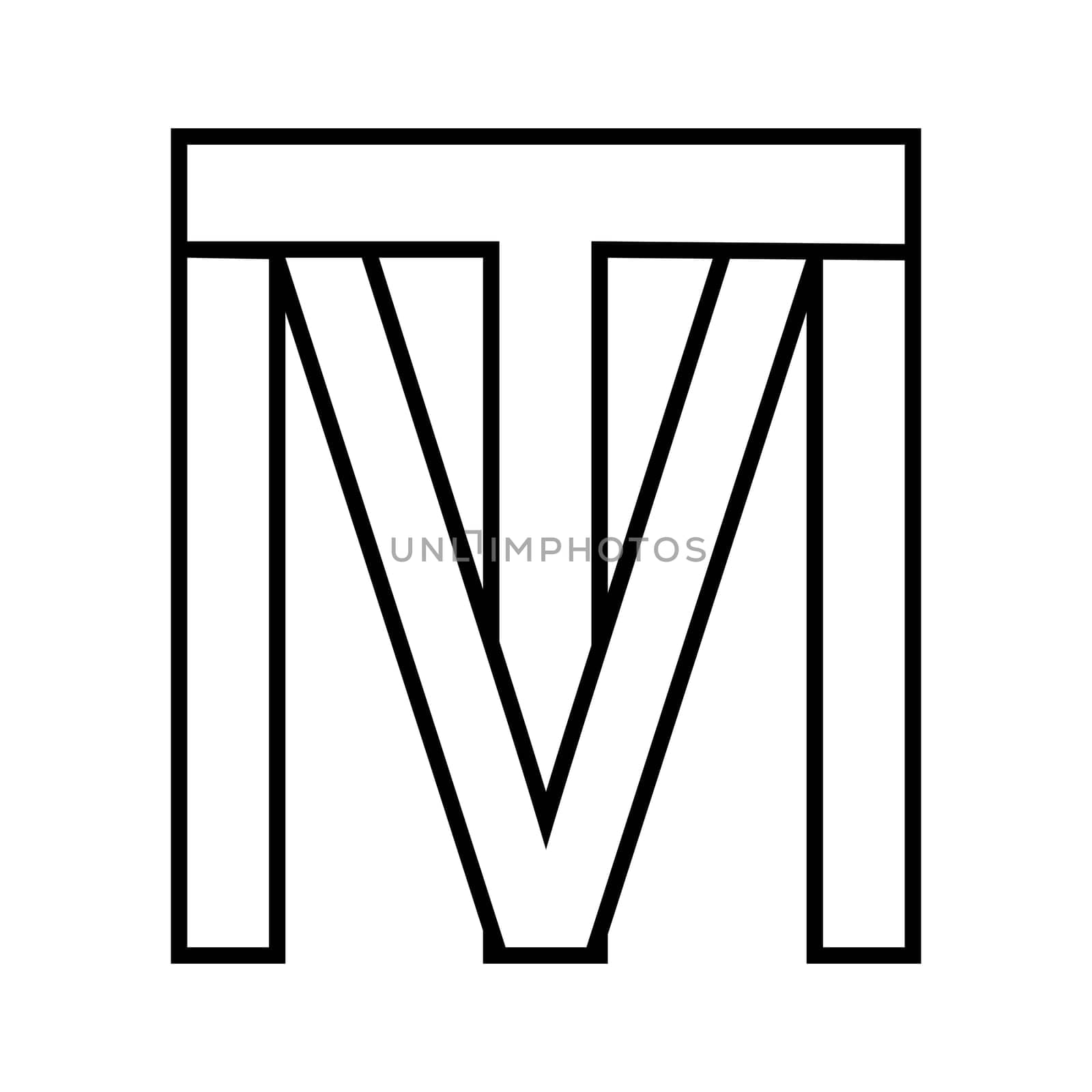 Logo sign mt tm, icon double letters logotype m t