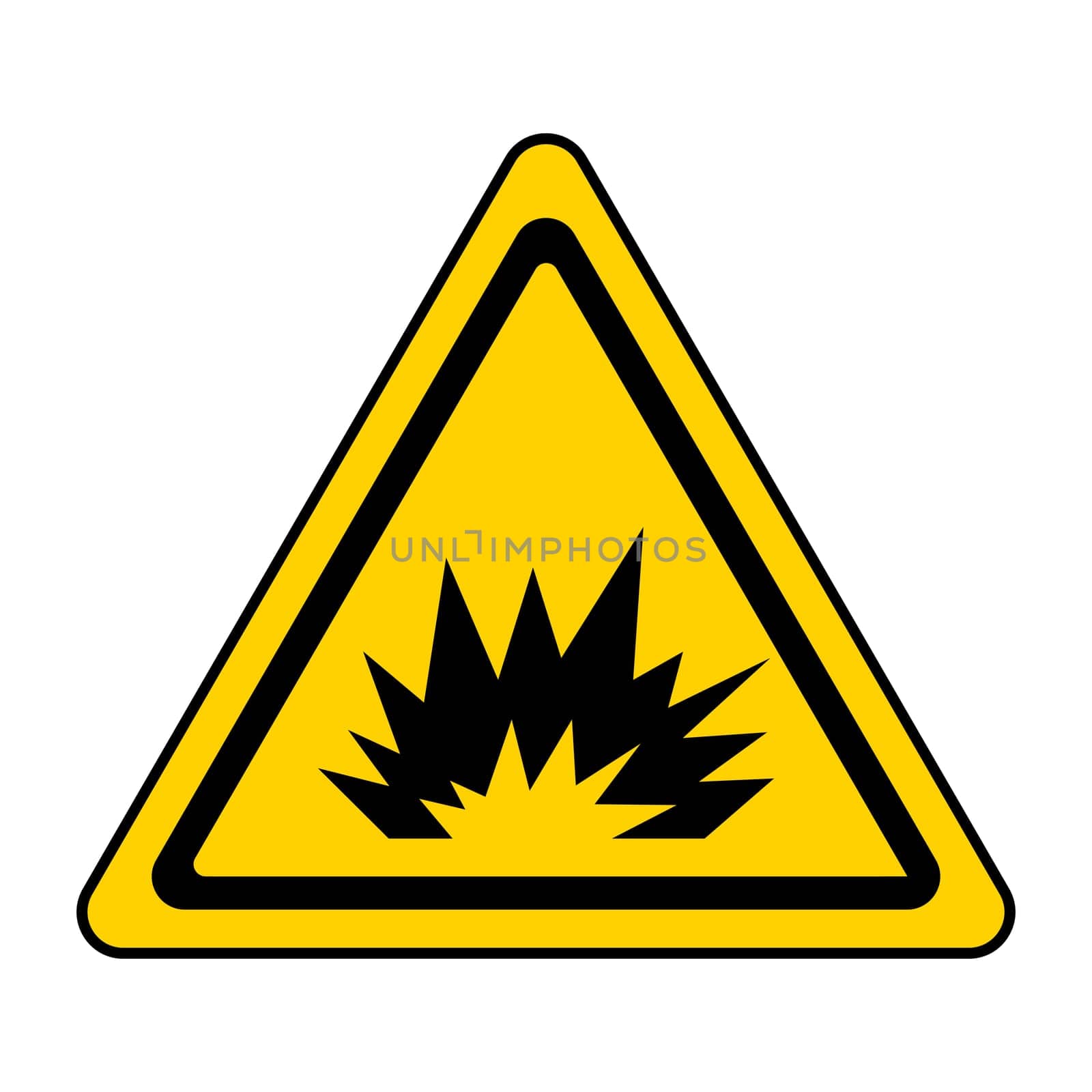 Warning sign caution explosion triangular sign explosion indicating blasting operations