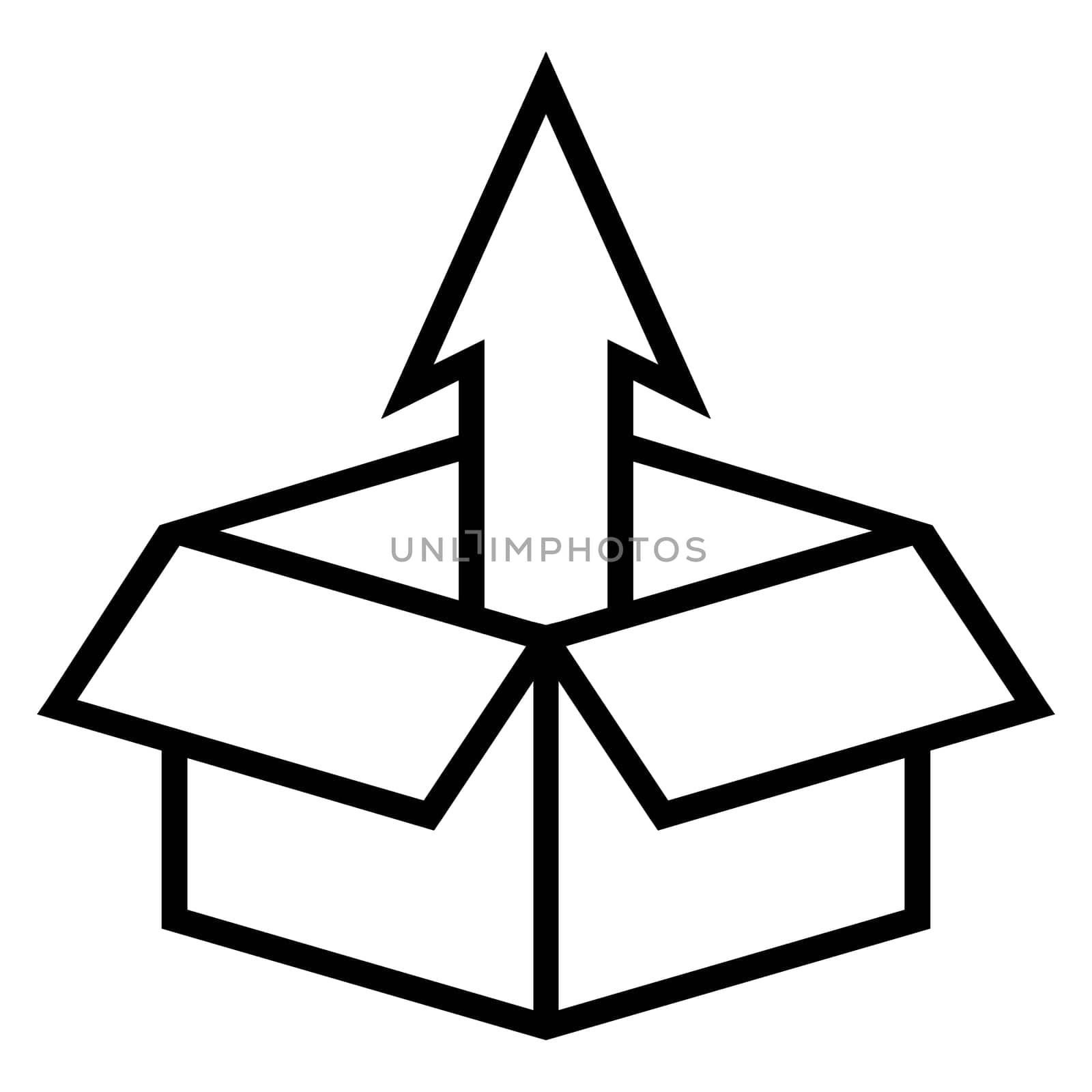 Icon unpacking box delivered parcel unboxing gift, box arrow up