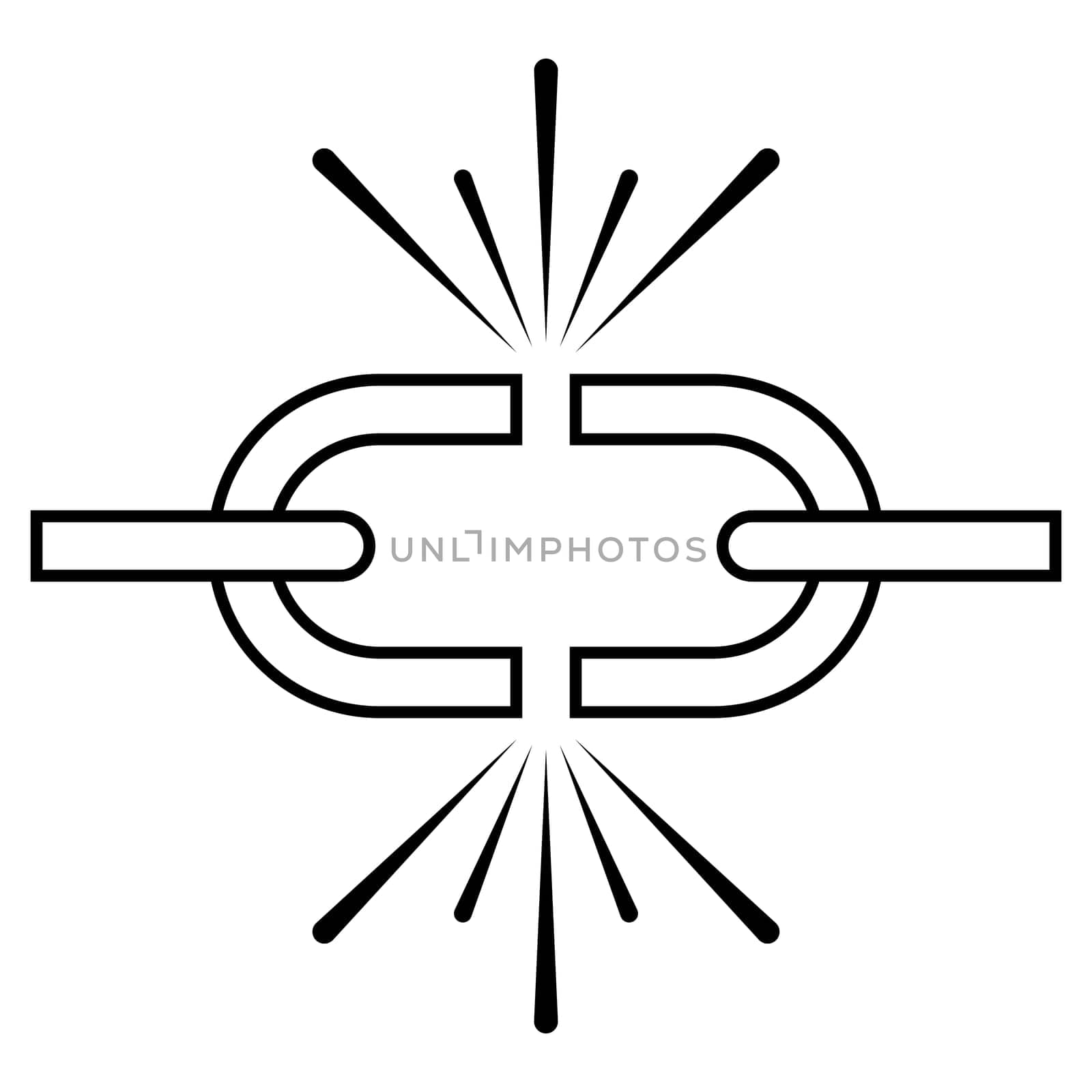 Breaking shackles icon freedom, breaking chain link path to freedom