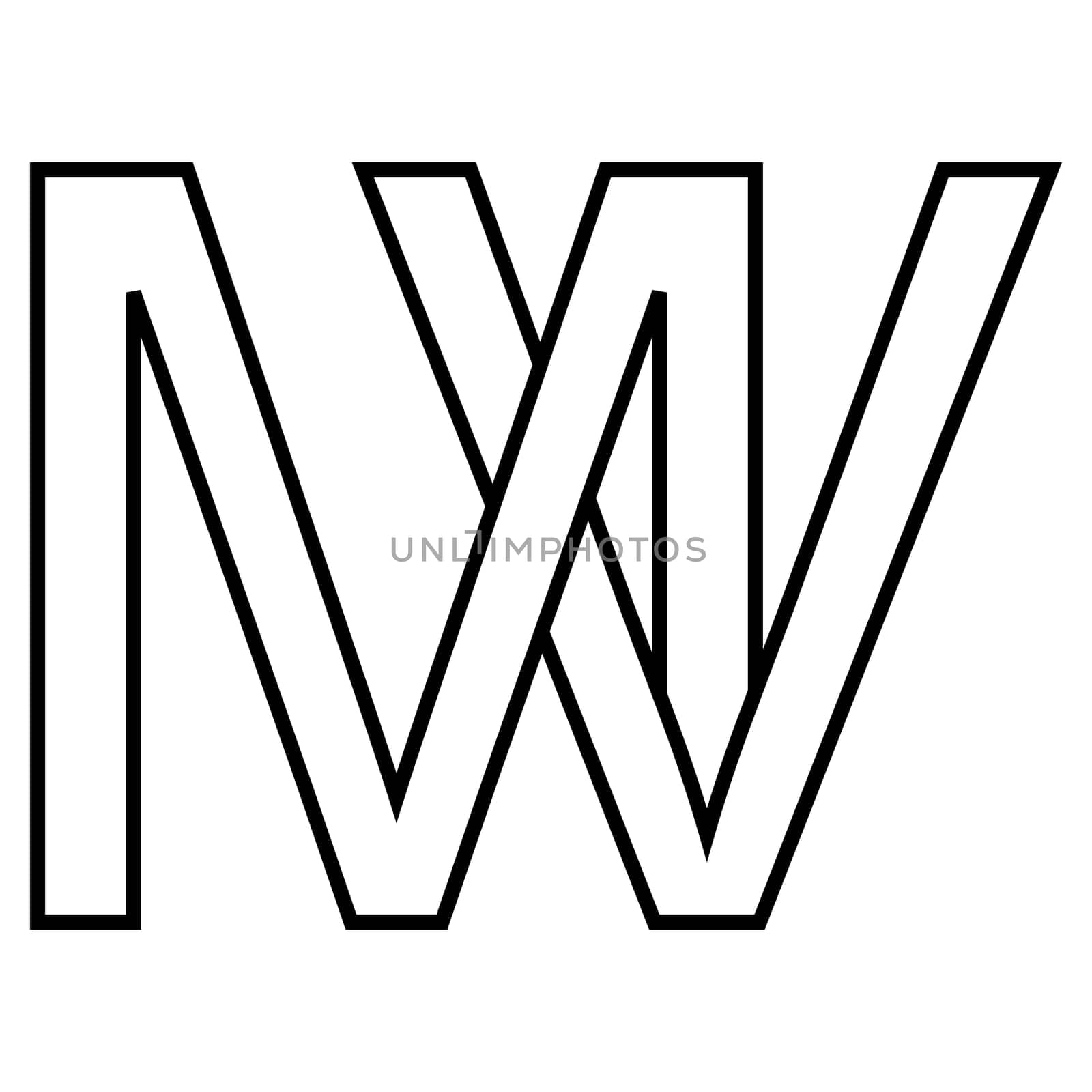 Logo sign mv vm, icon double letters logotype m v