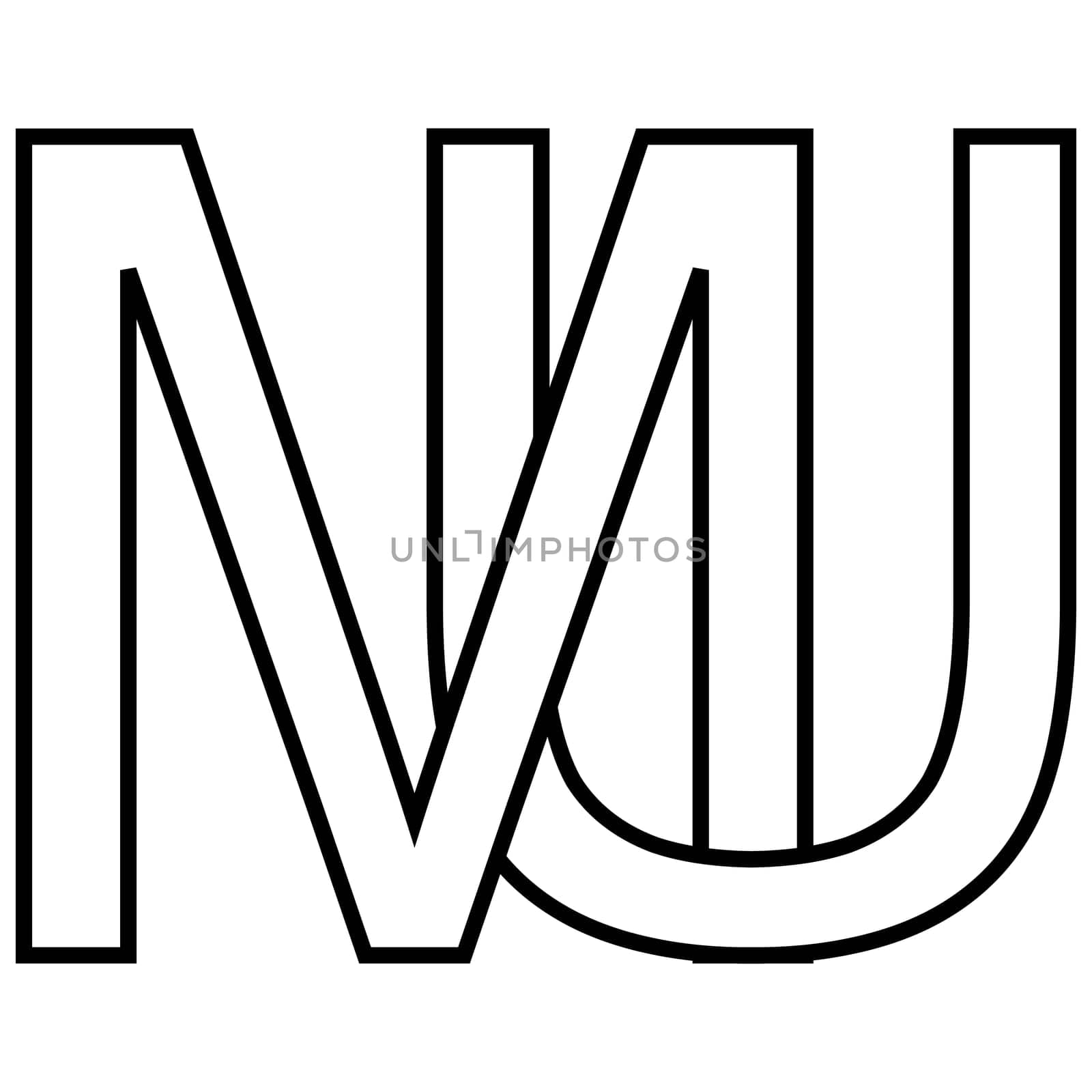 Logo sign mu um icon double letters logotype m u