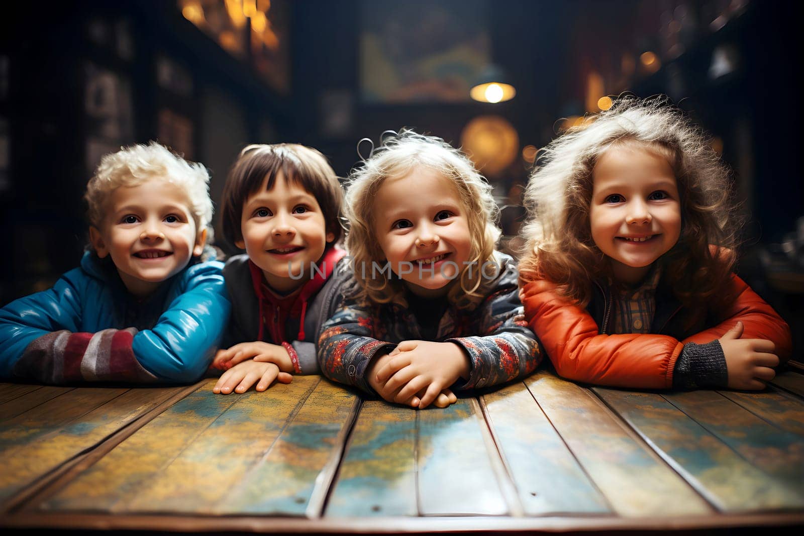 Four little children, sweet smiles and sparkling eyes. In the dimly lit classroom Expect certain things from us, like telling fun stories or horror stories. or sweets that will be distributed.