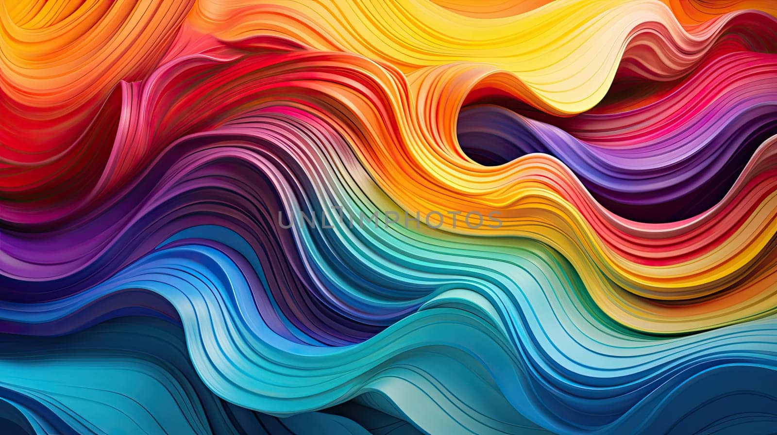 Multicolored liquid waves abstract background. Generative AI design