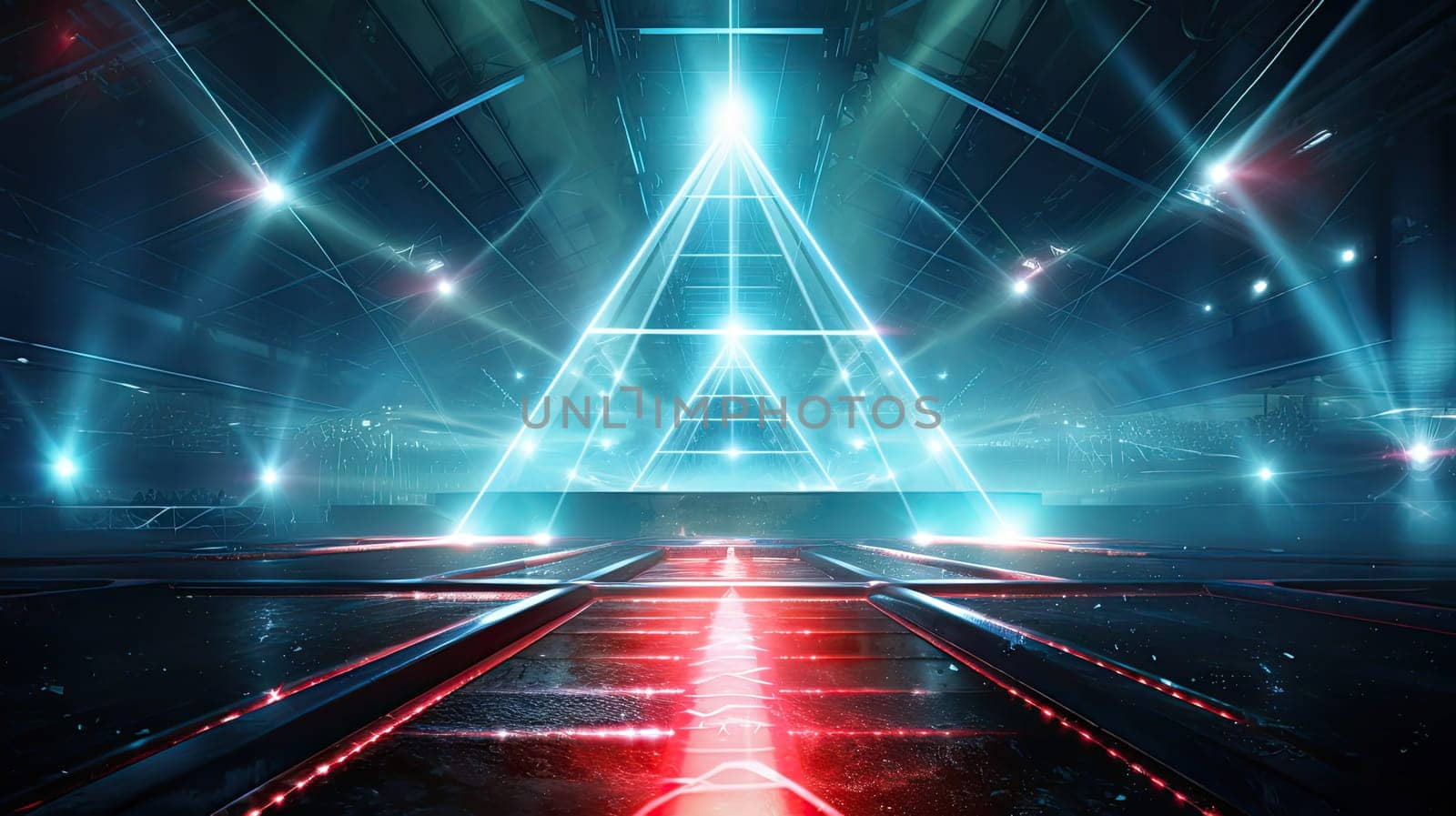 Blue red neon laser futuristic background. Generative AI design