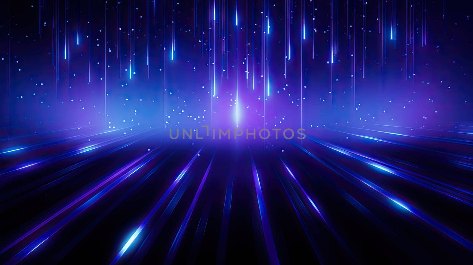Blue neon laser lines abstract background. Generative AI design