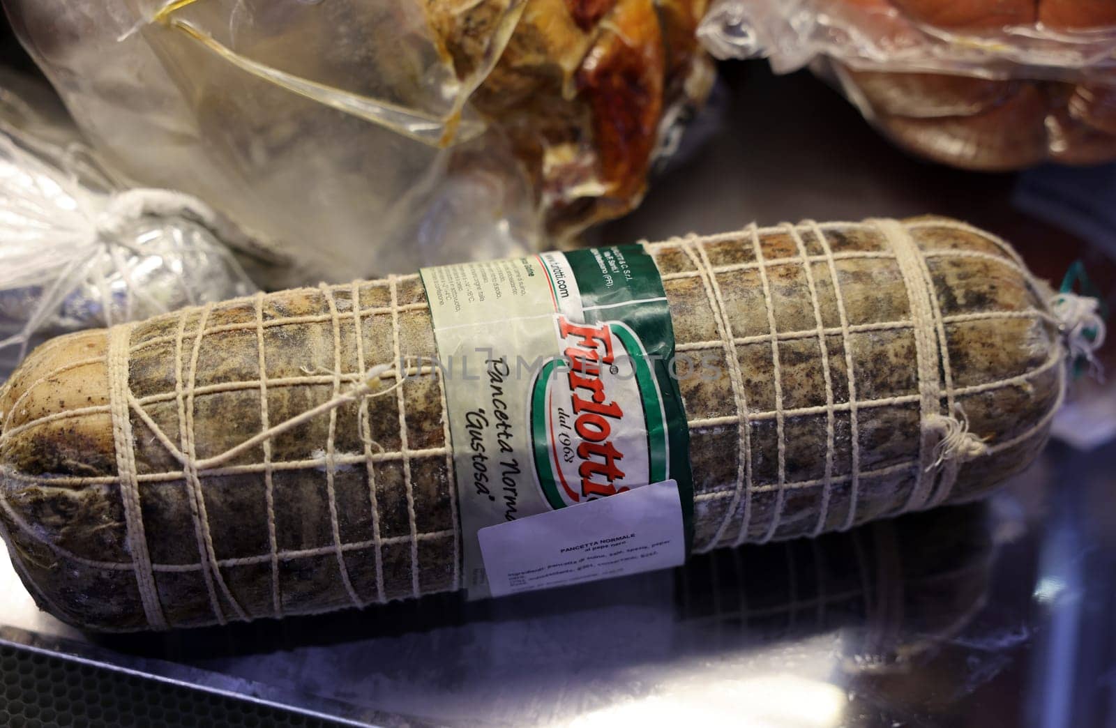 Cracow, Poland - November 3, 2021: Presentation of typical traditional Italian meat products at Enoexpo and Gastro Food - Trade Fair for Food and Drinks for Catering