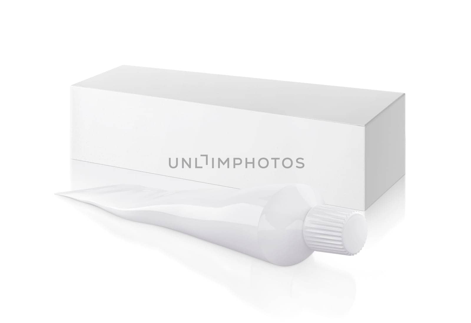 Medicine tube and package isolated on white background