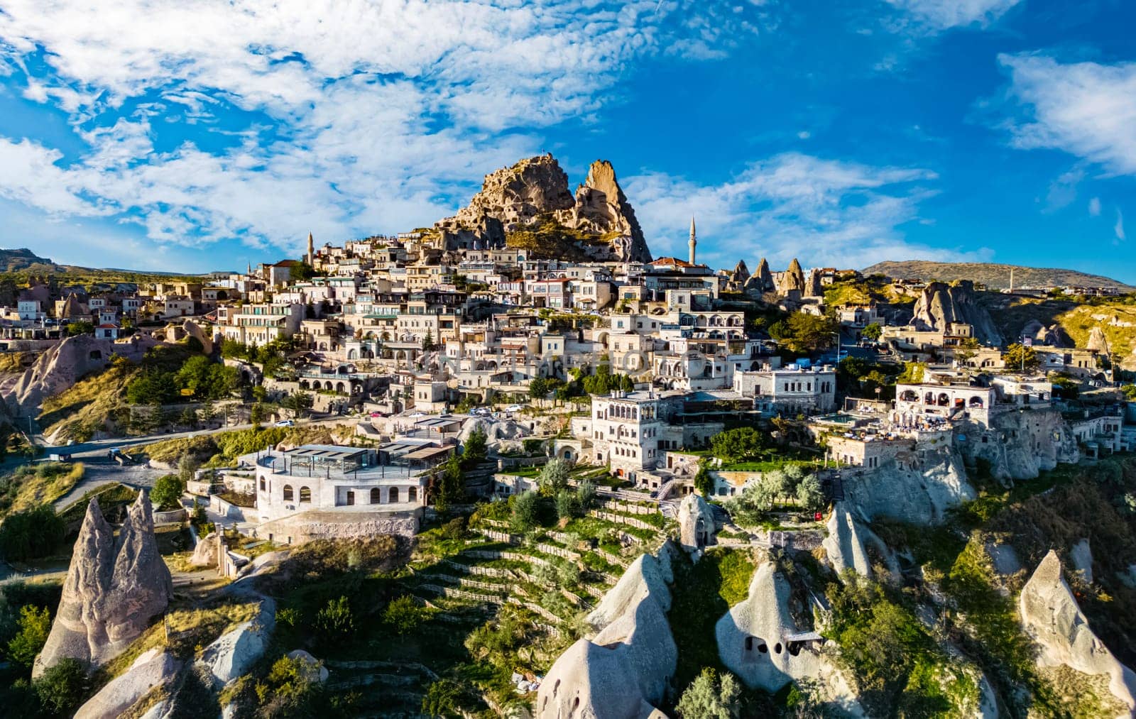 View of Uchisar Castle in Nevsehir Province in Cappadocia, Turkey.