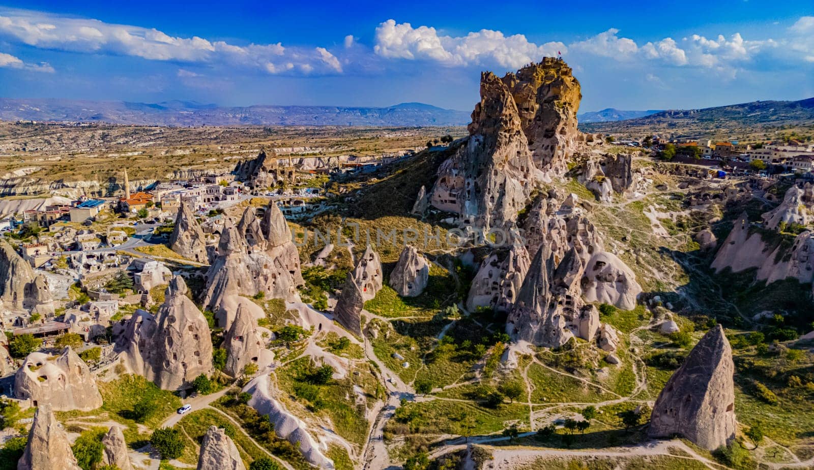View of Uchisar Castle in Nevsehir Province in Cappadocia, Turkey.