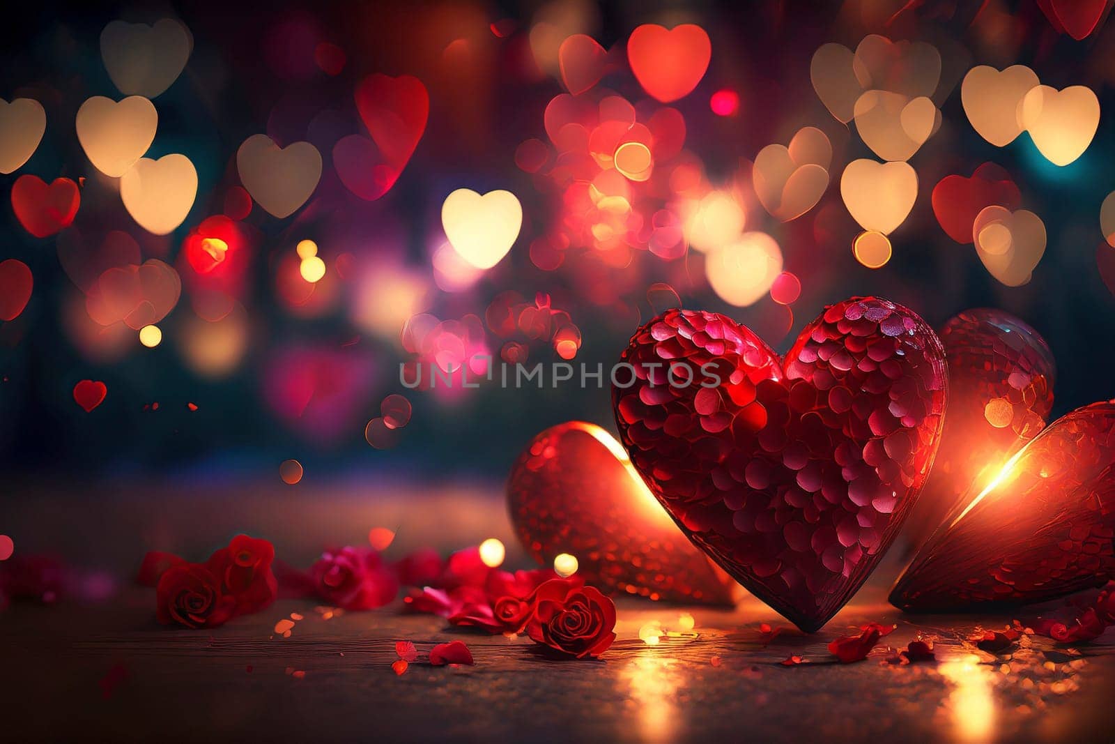 Valentine's day background with hearts. AI generated