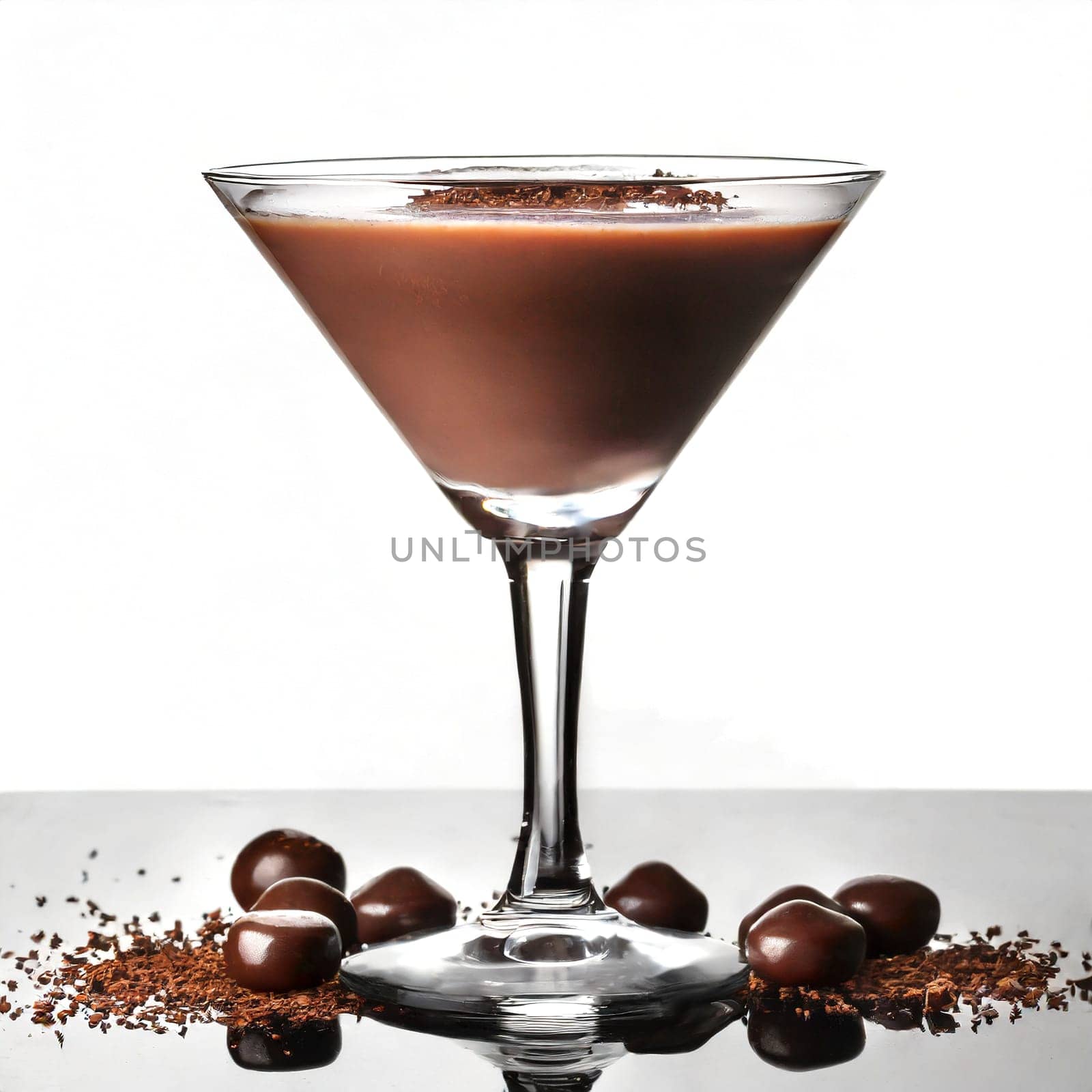 Chocolate martini isolated on white background, AI generated